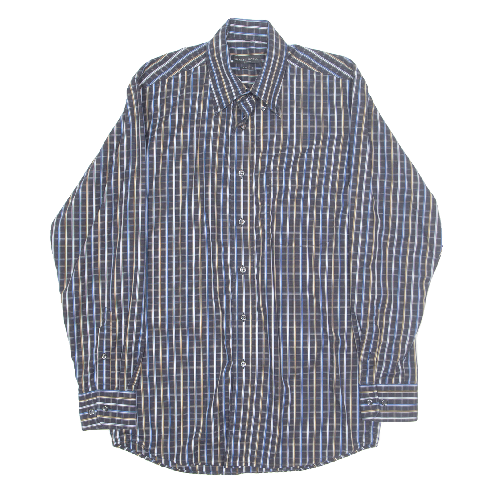 RENATO CAVALLI Mens Shirt Black Check Long Sleeve S Refurbished - N/A refurbished available on Cerqular