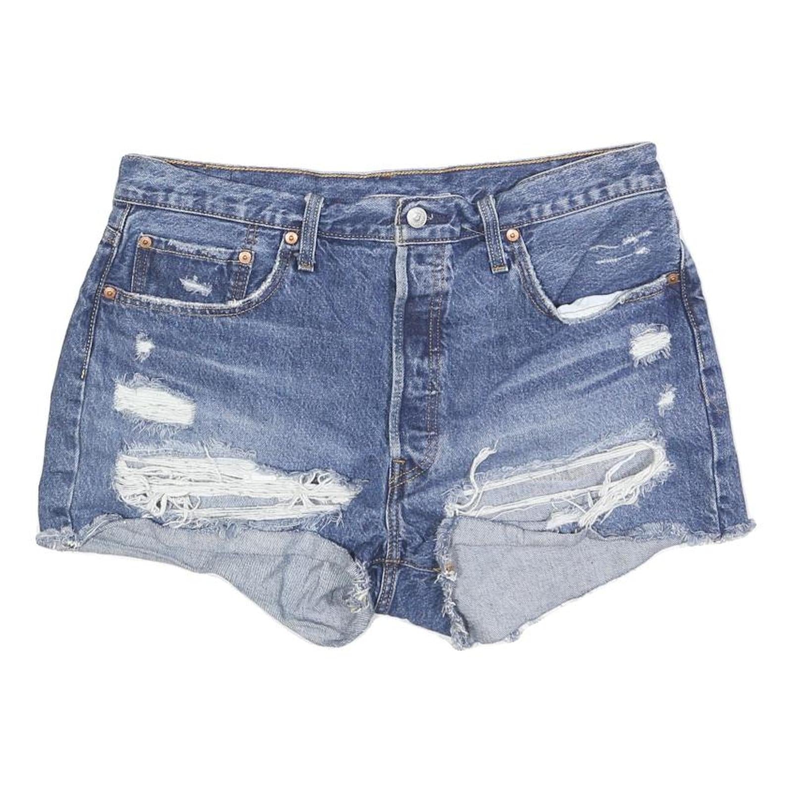 LEVI'S Womens Denim Blue Distressed Casual Shorts M W33 Vintage Style Refurbished - N/A refurbished available on Cerqular
