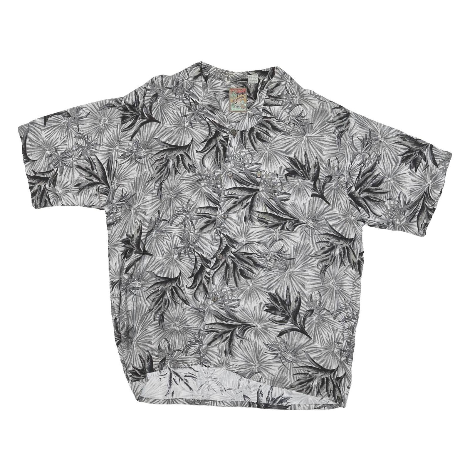 PINAPPLE CONNECTION Mens Black & Grey Rayon Shirt L Hawaiian Casual Summer Refurbished - N/A refurbished available on Cerqular