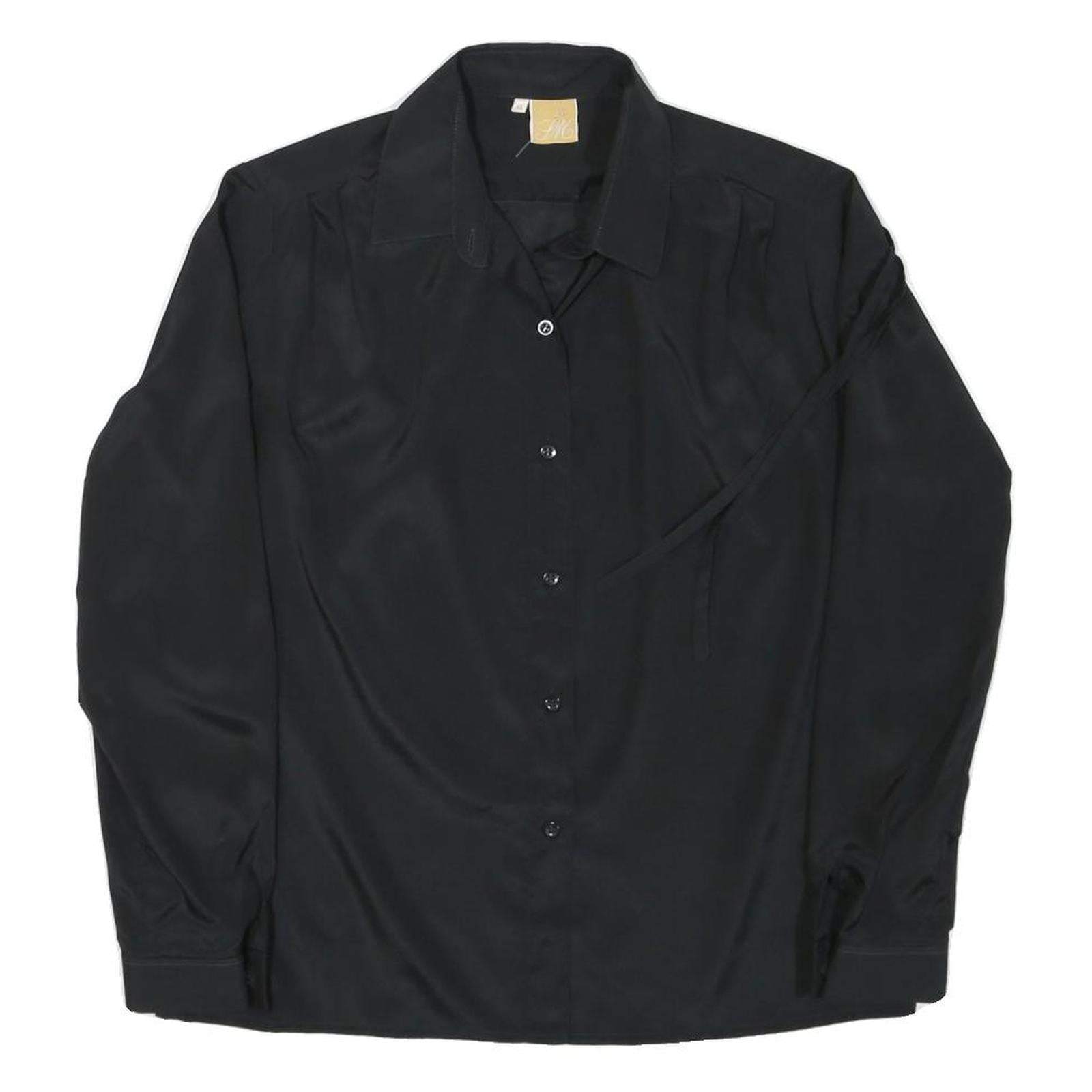 IM Womens Black Shirt Long Sleeve Collared Button Neck Size M Classic Work Refurbished - N/A refurbished available on Cerqular