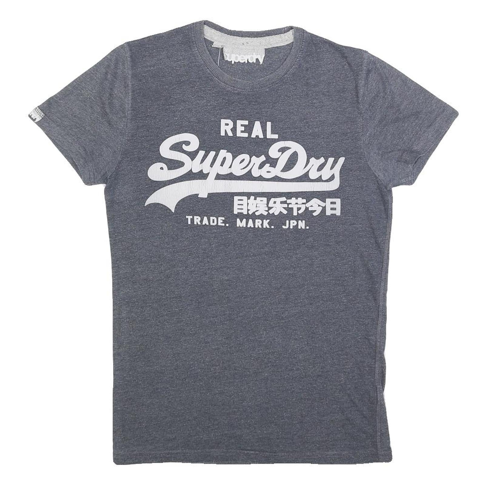 SUPERDRY Mens Grey Real Superdry Graphic T-Shirt S Short Sleeve Crew Neck Refurbished - N/A refurbished available on Cerqular