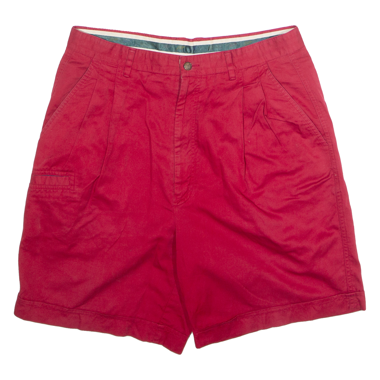 LYLE & SCOTT Pleated Mens Chino Shorts Red 90s M W34 Refurbished - N/A refurbished available on Cerqular