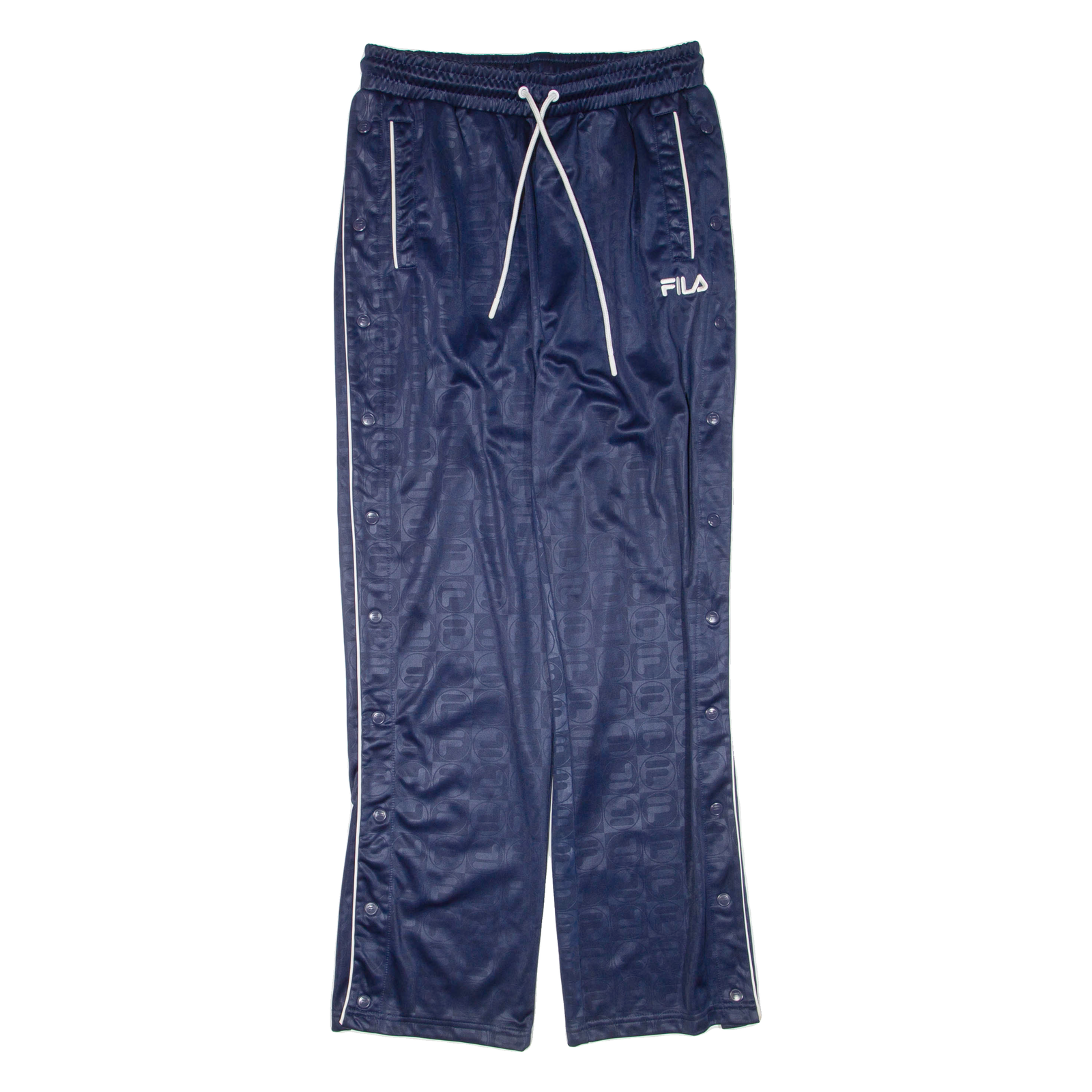FILA Side Poppers All Over Print Womens Track Pants Blue Straight UK 12 W30 L30 Refurbished - N/A refurbished available on Cerqular