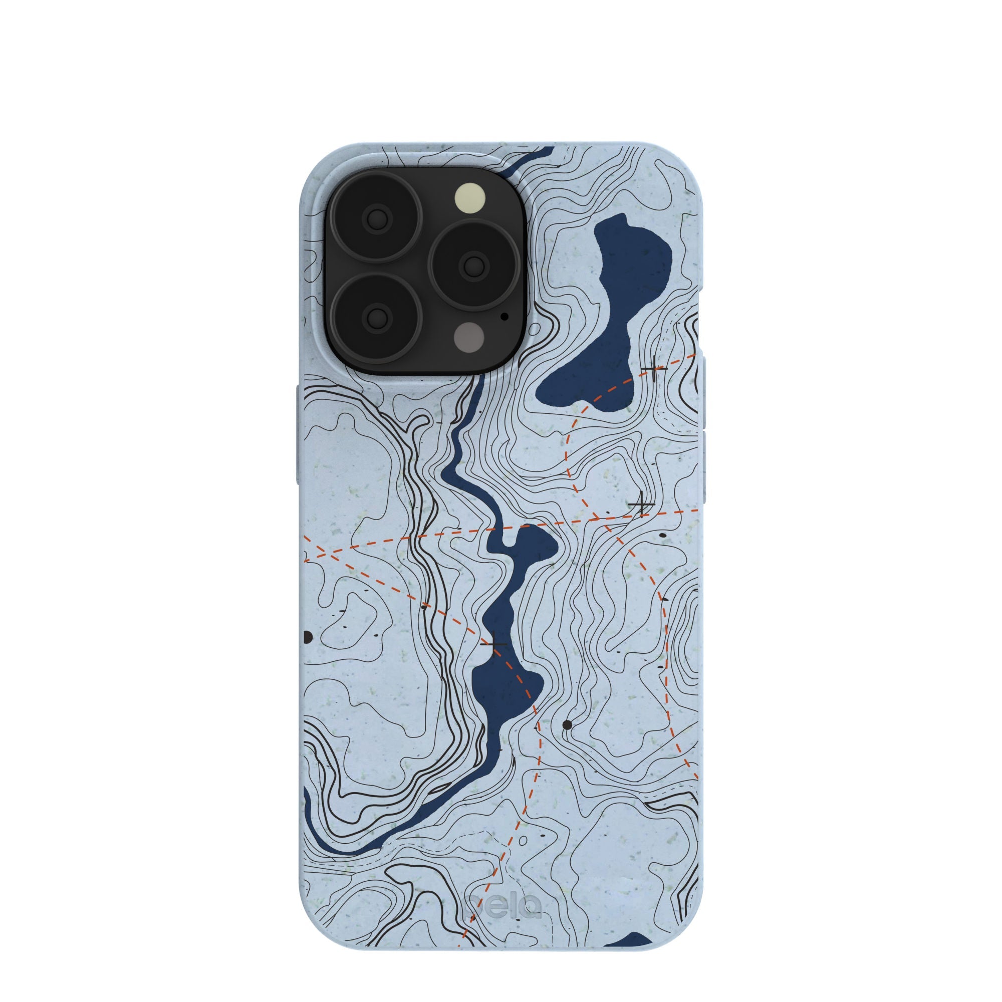 Powder Blue Contour Lines iPhone 13 Pro Case Refurbished - Pela Case refurbished available on Cerqular