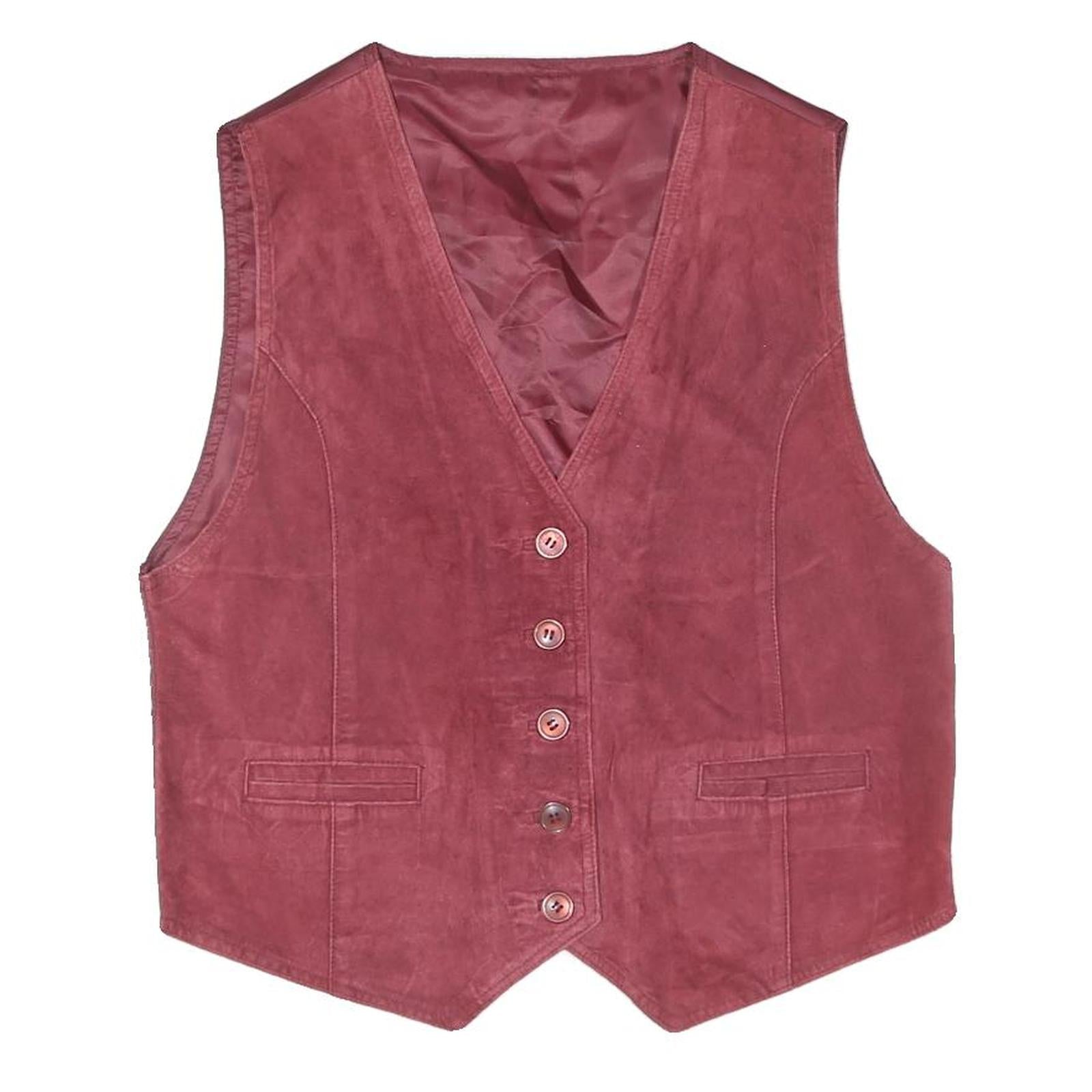 Mens Burgundy Waistcoat Button Closure Polyester Blend M Plain Classic Vest Refurbished - N/A refurbished available on Cerqular