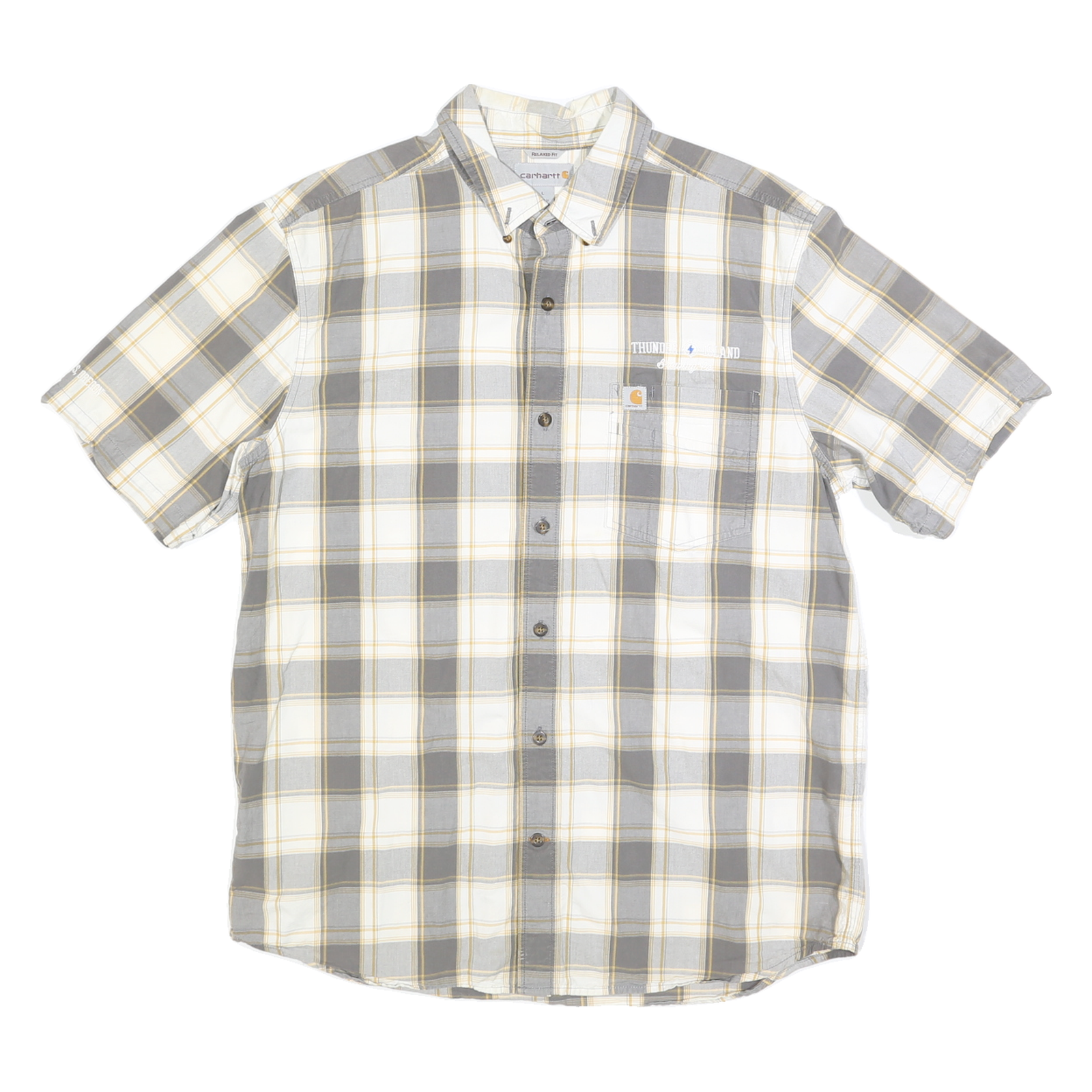 CARHARTT Mens Grey & Cream Check Shirt L Relaxed Fit Casual Cotton Refurbished - N/A refurbished available on Cerqular