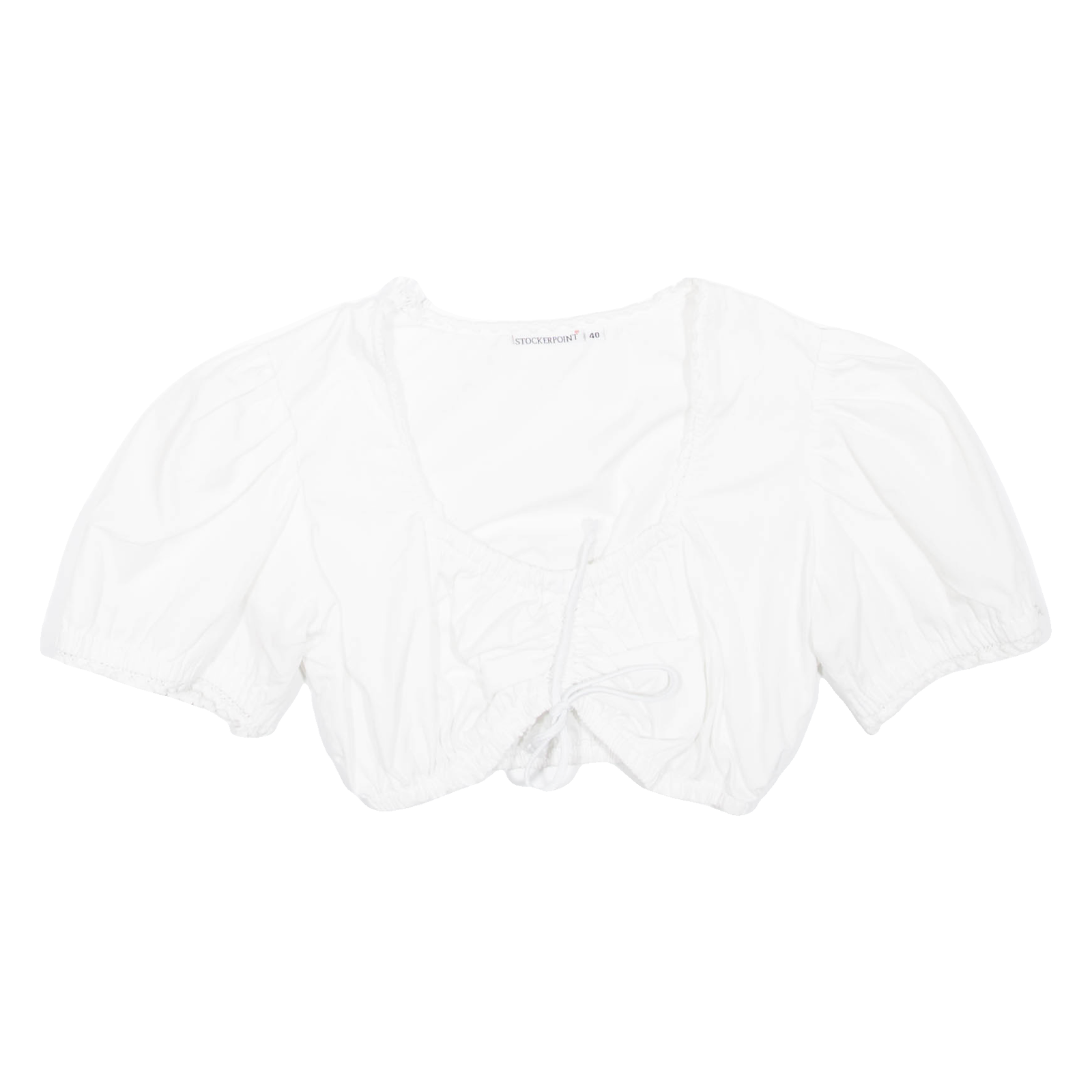 STOCKERPOINT Cropped Womens Puff Sleeve Blouse White V-Neck S Refurbished - N/A refurbished available on Cerqular