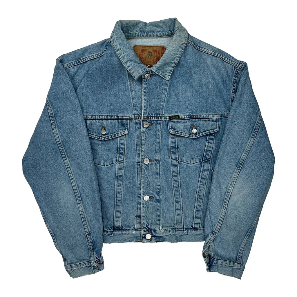 Diesel Cropped Denim Jacket - Medium Blue Denim Refurbished - Thrifted (note: this is a term often used to describe second- refurbished available on Cerqular