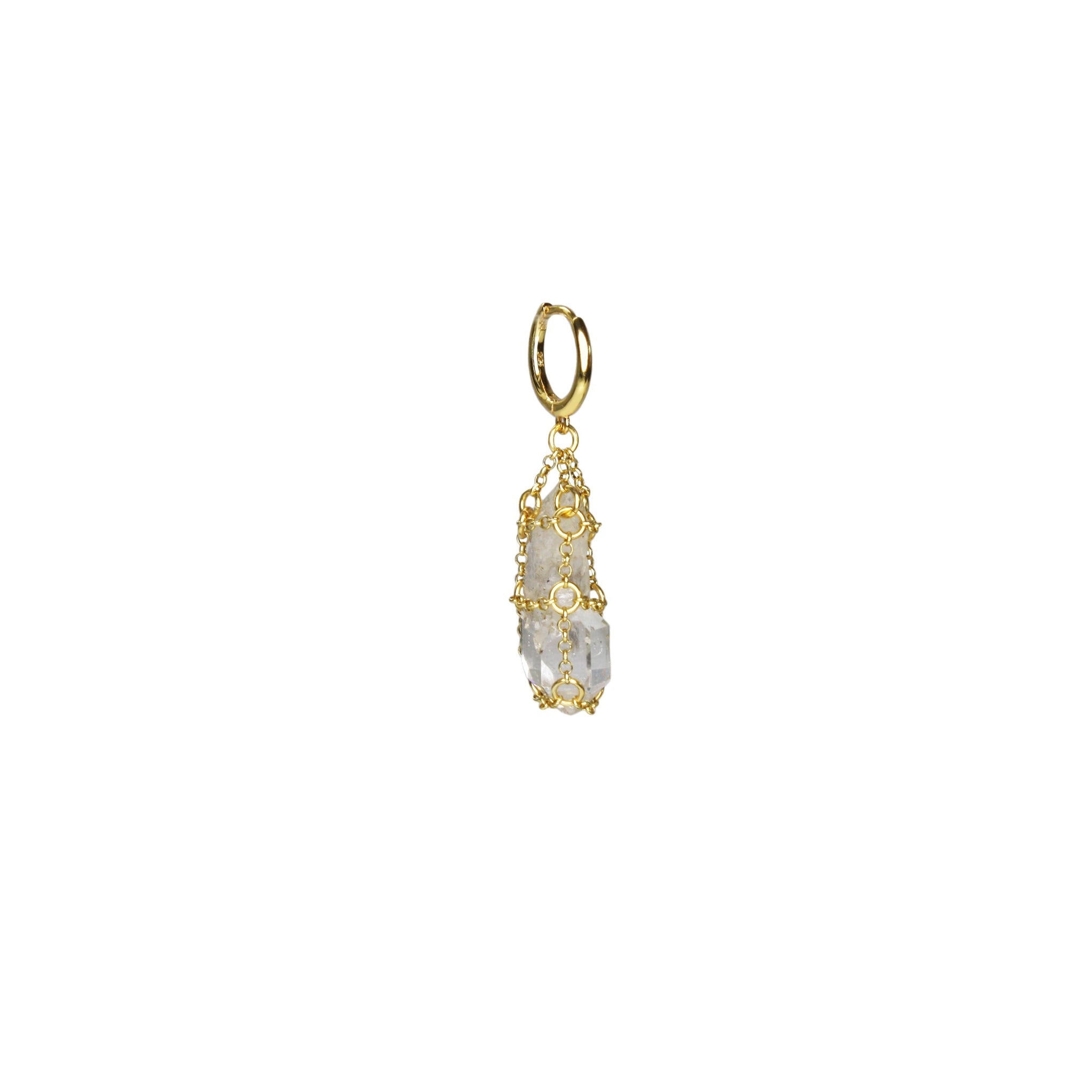 Single Caged Quartz Earring Refurbished - N/A (Note: There is no well-known brand with this name refurbished available on Cerqular