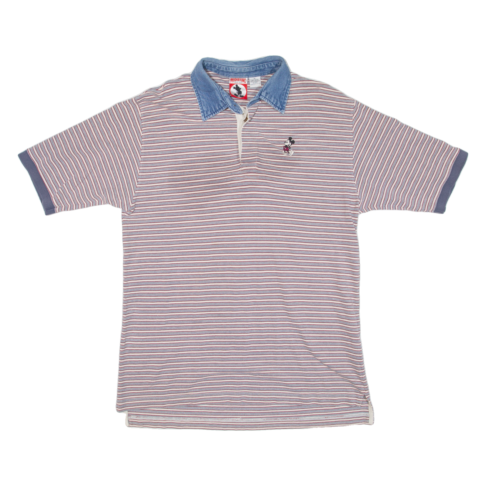 MICKEY INC Mickey Mouse Mens Polo Shirt Red Striped XL Refurbished - N/A refurbished available on Cerqular