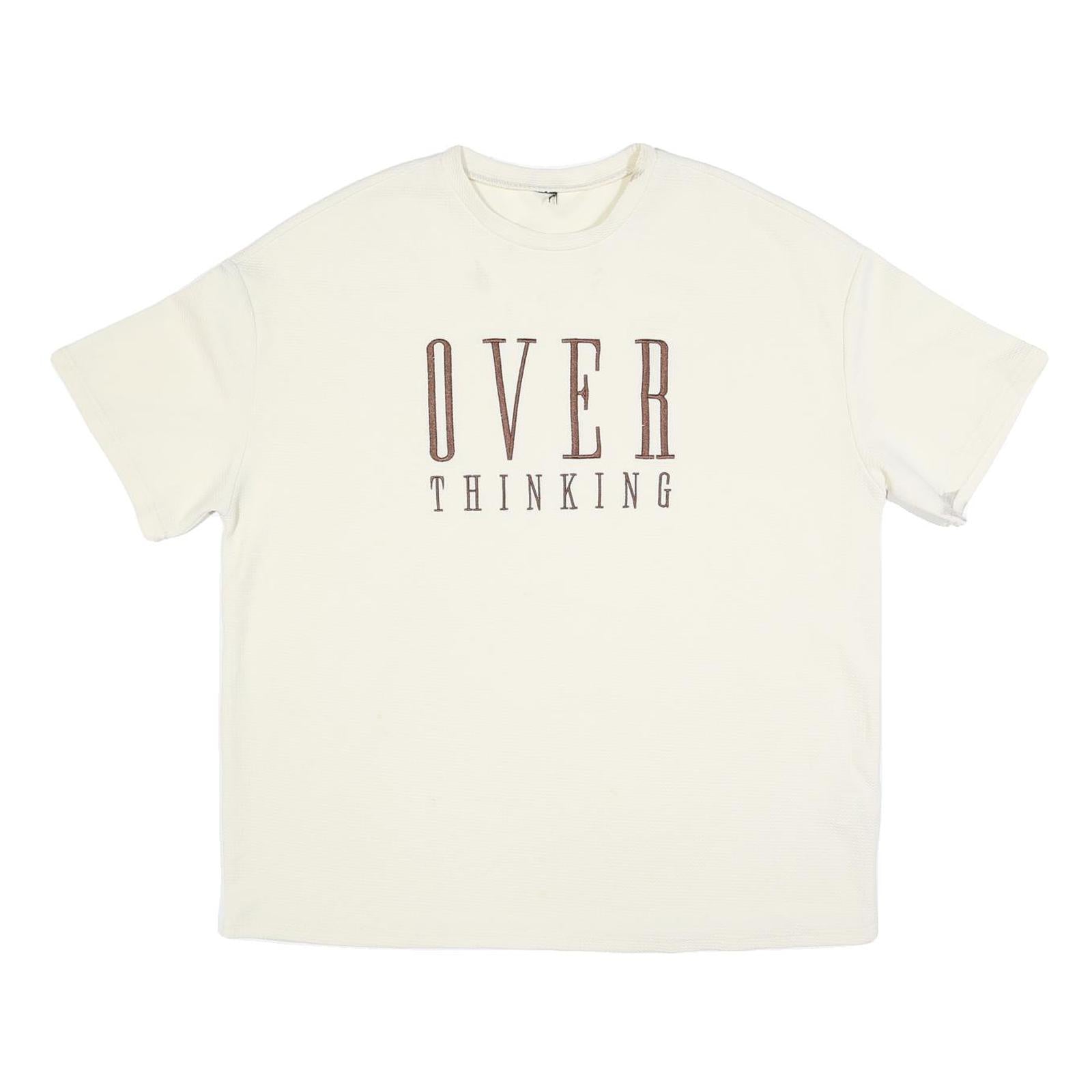 Womens Cream Overthinking Graphic T-Shirt XL Short Sleeve Round Neck Casual Top Refurbished - N/A refurbished available on Cerqular