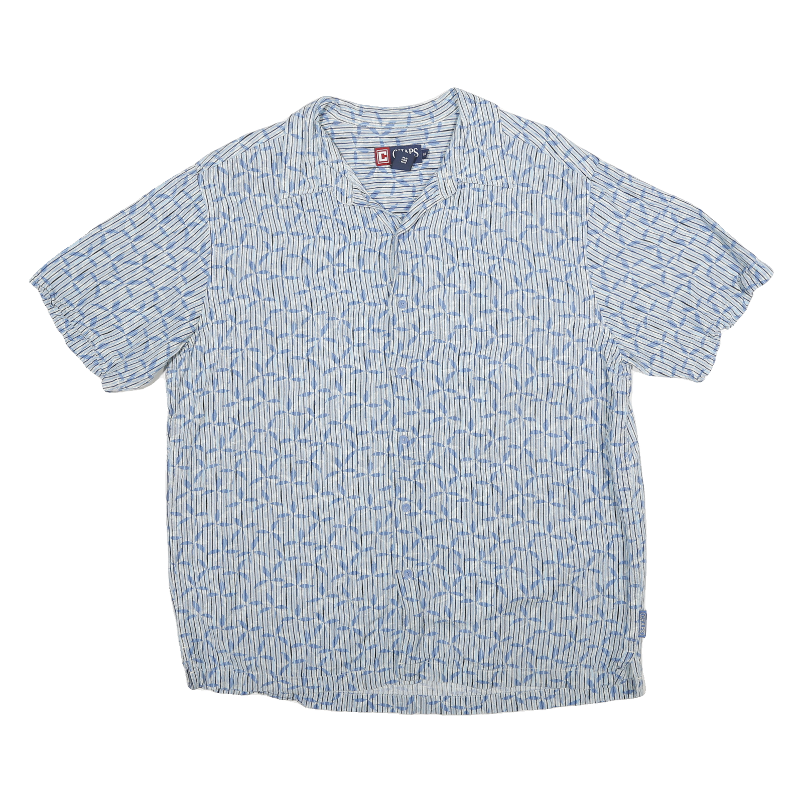 CHAPS Mens Blue & White Shirt Linen Blend L Lightweight Casual Summer Refurbished - N/A refurbished available on Cerqular