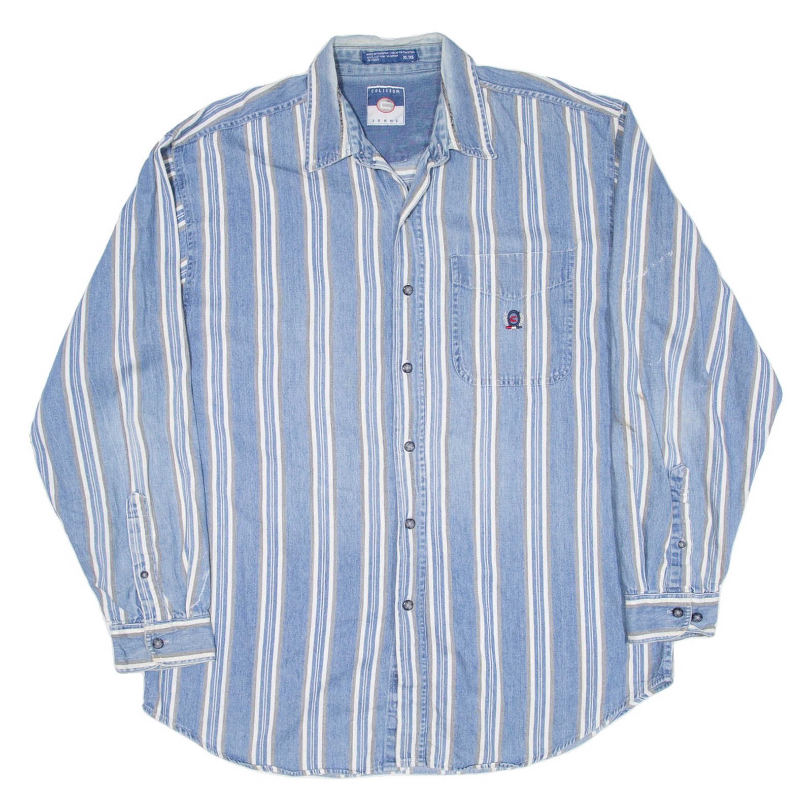 COLISEUM JEANS Mens Shirt Blue Striped Long Sleeve XL Refurbished - N/A refurbished available on Cerqular