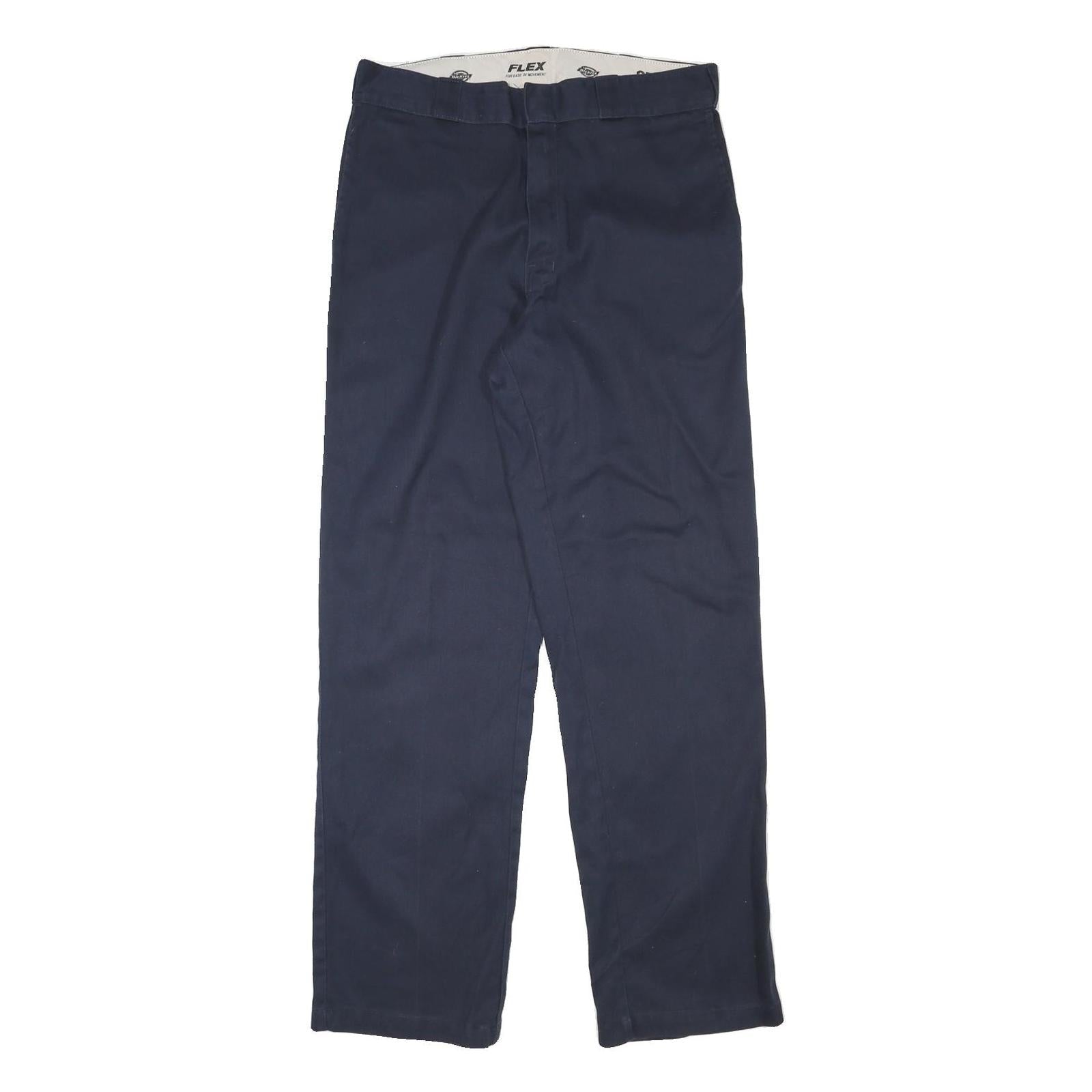 DICKIES Mens Regular Navy Blue Cotton Blend Zip Trousers W33 L33 Workwear Refurbished - N/A refurbished available on Cerqular