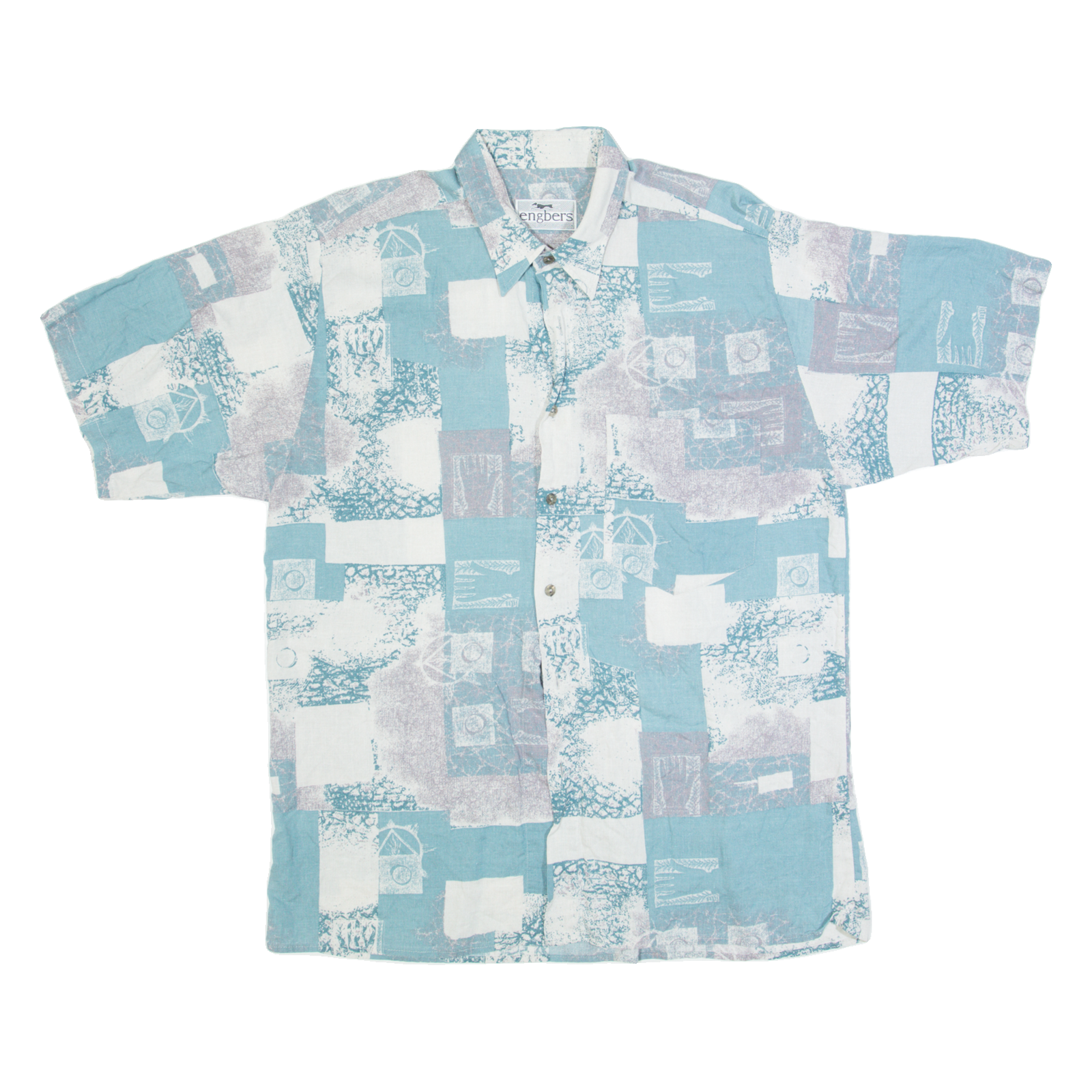 ENGBERS Mens Shirt Blue Crazy Pattern L Refurbished - N/A refurbished available on Cerqular