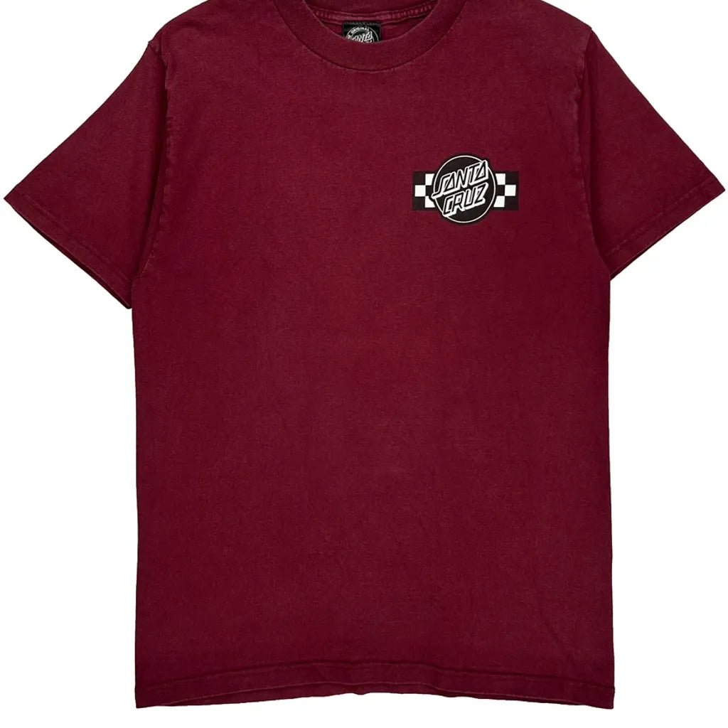 Santa Cruz T-Shirt - Small Burgundy Cotton Refurbished - Thrifted (note: this is a term often used to describe second- refurbished available on Cerqular