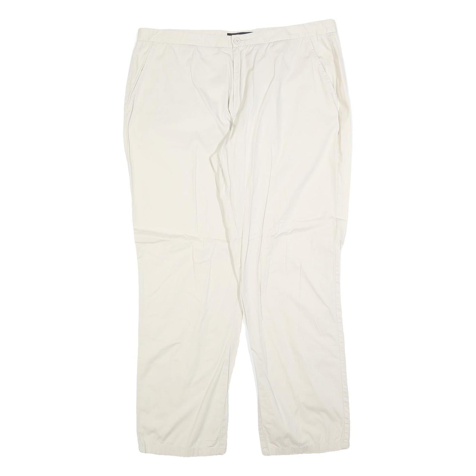 STEFANEL Womens Cotton Blend White Regular Straight Trousers W34 L28 Zip Closure Refurbished - N/A refurbished available on Cerqular