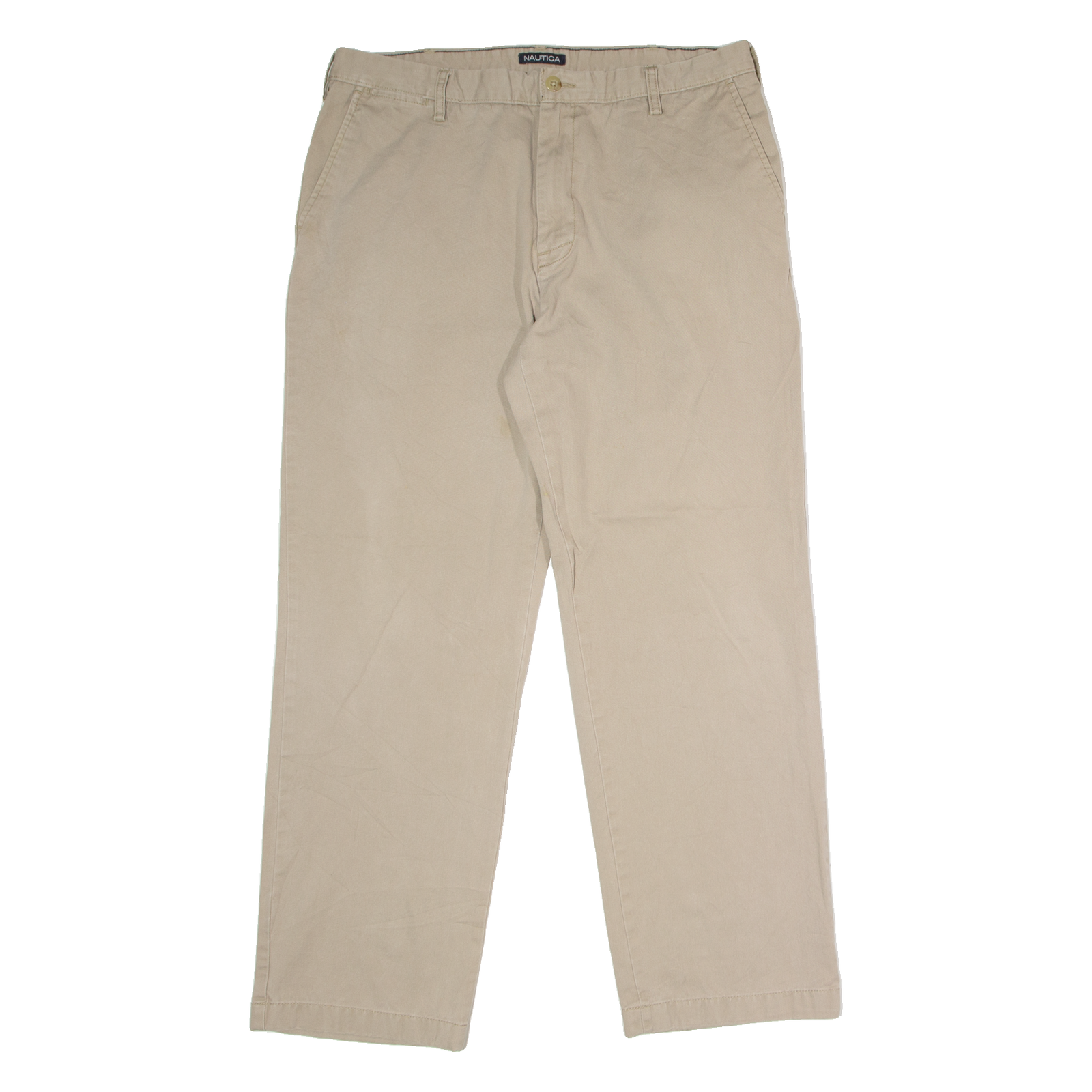 NAUTICA Chino Mens Twill Trousers Beige Regular Straight W38 L32 Refurbished - N/A refurbished available on Cerqular