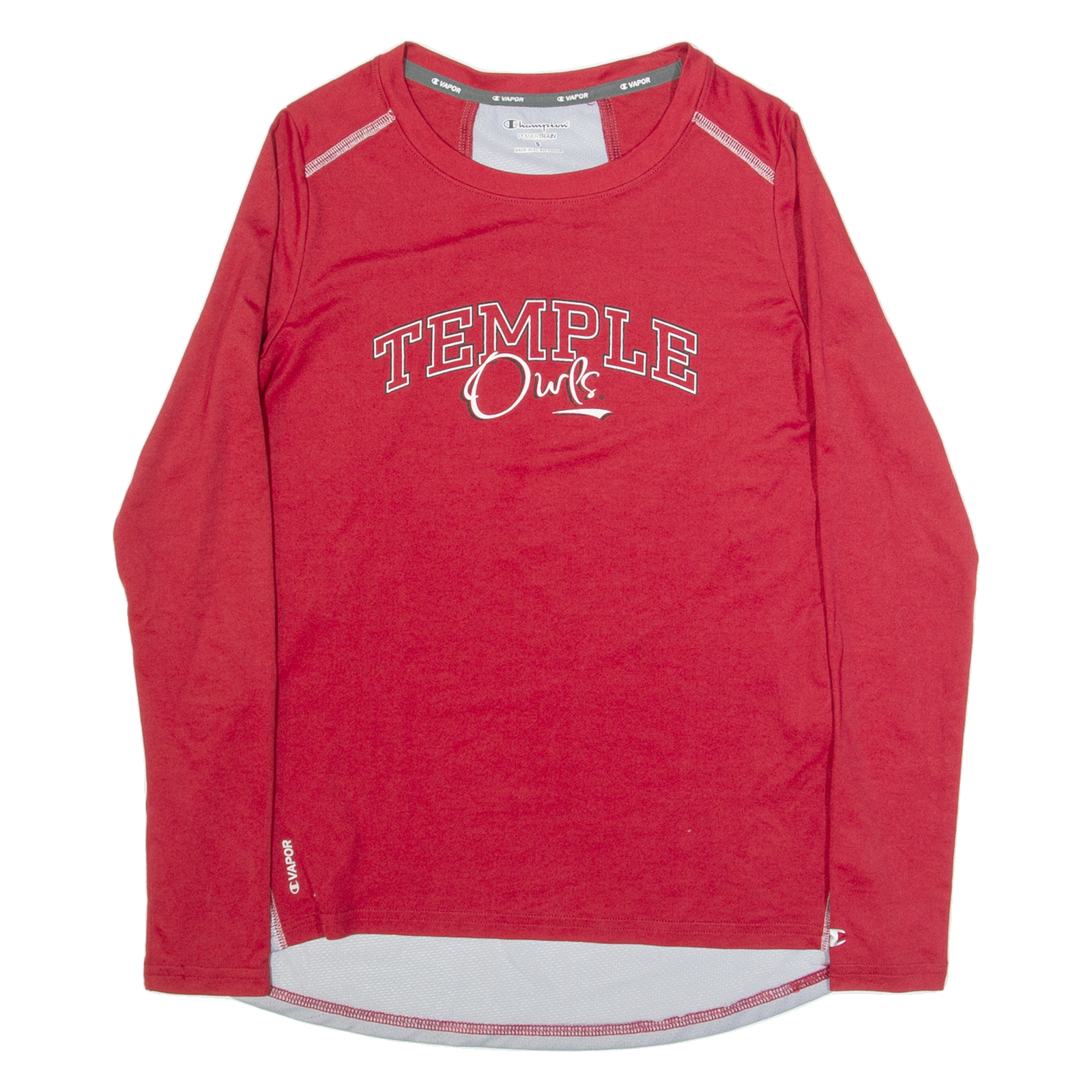 CHAMPION Temple Owls Mens T-Shirt Red Long Sleeve USA S Refurbished - N/A refurbished available on Cerqular