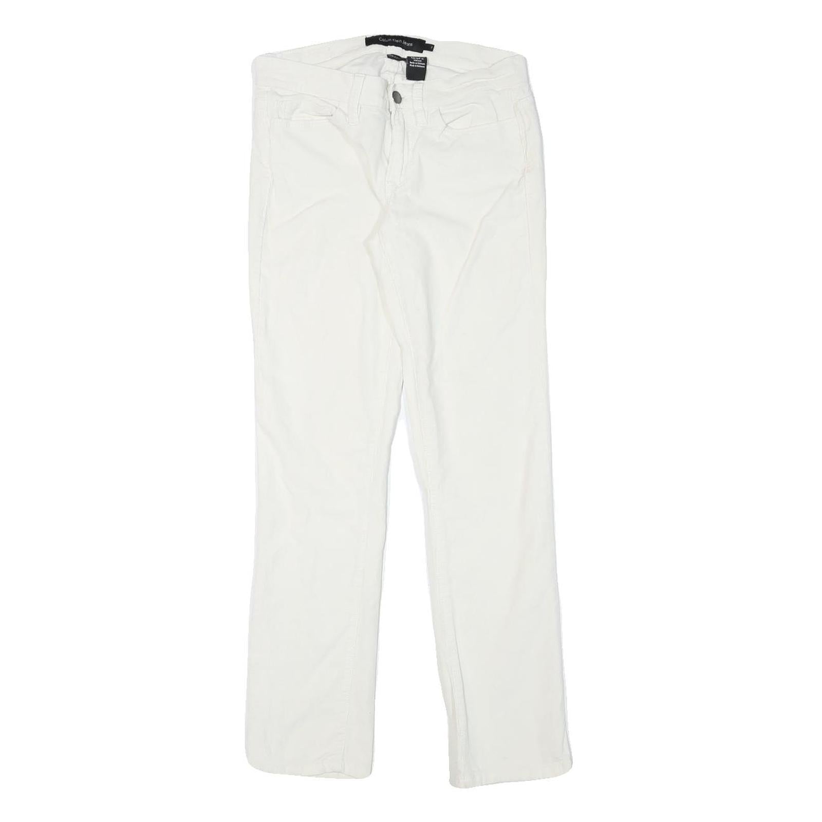 CALVIN KLEIN JEANS Mens Cotton Blend White Slim Slim Leg Trousers W26 L28 Zip Refurbished - N/A refurbished available on Cerqular