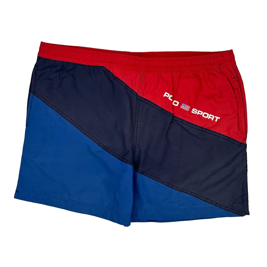 USA Flag Polo Sport Sport Shorts - Mediumw 5L Blue Nylon Refurbished - Thrifted (note: this is a term often used to describe second- refurbished available on Cerqular