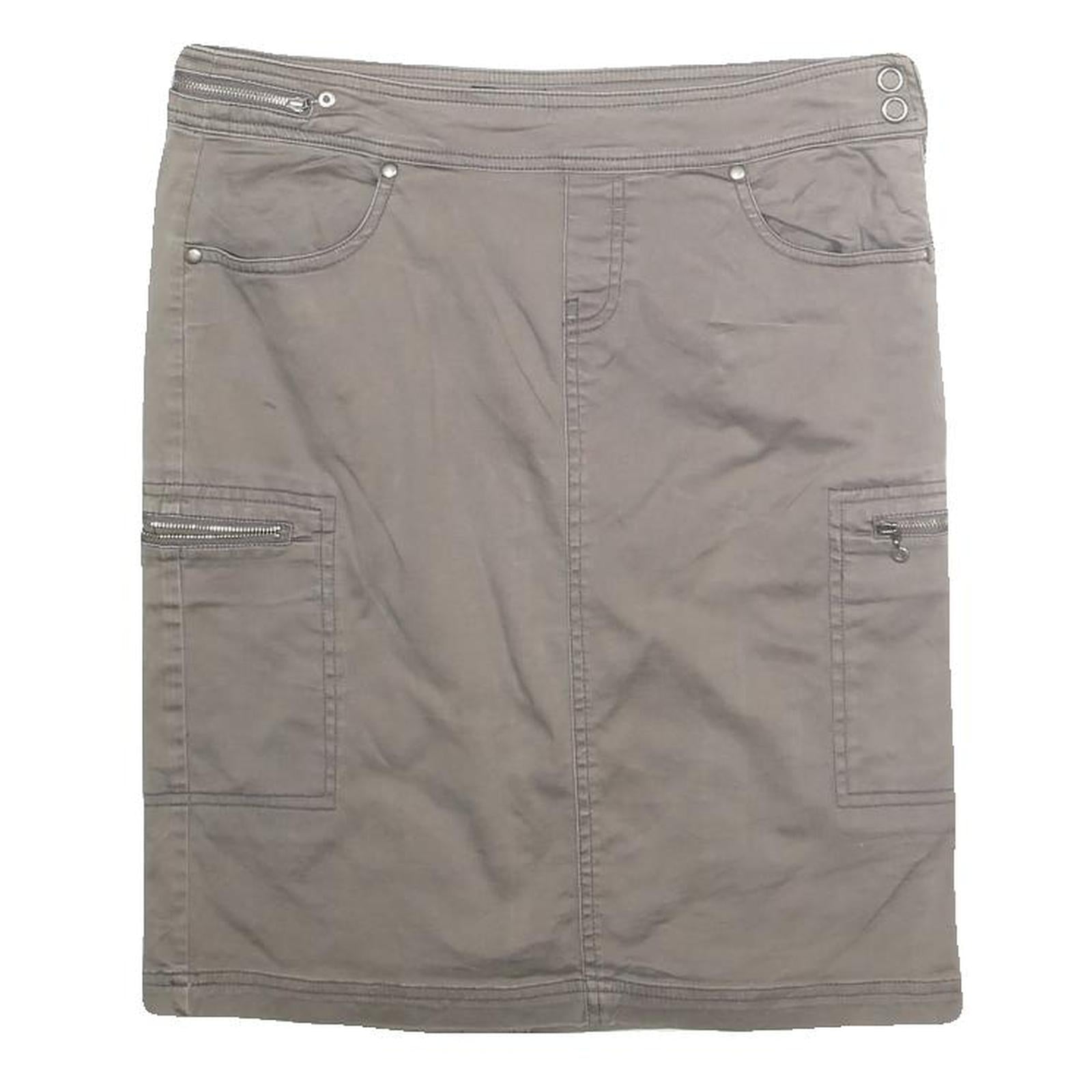 DEX Womens Taupe Mini Cotton Blend Cargo Skirt S Zip Pocket Casual Outdoor Refurbished - N/A refurbished available on Cerqular
