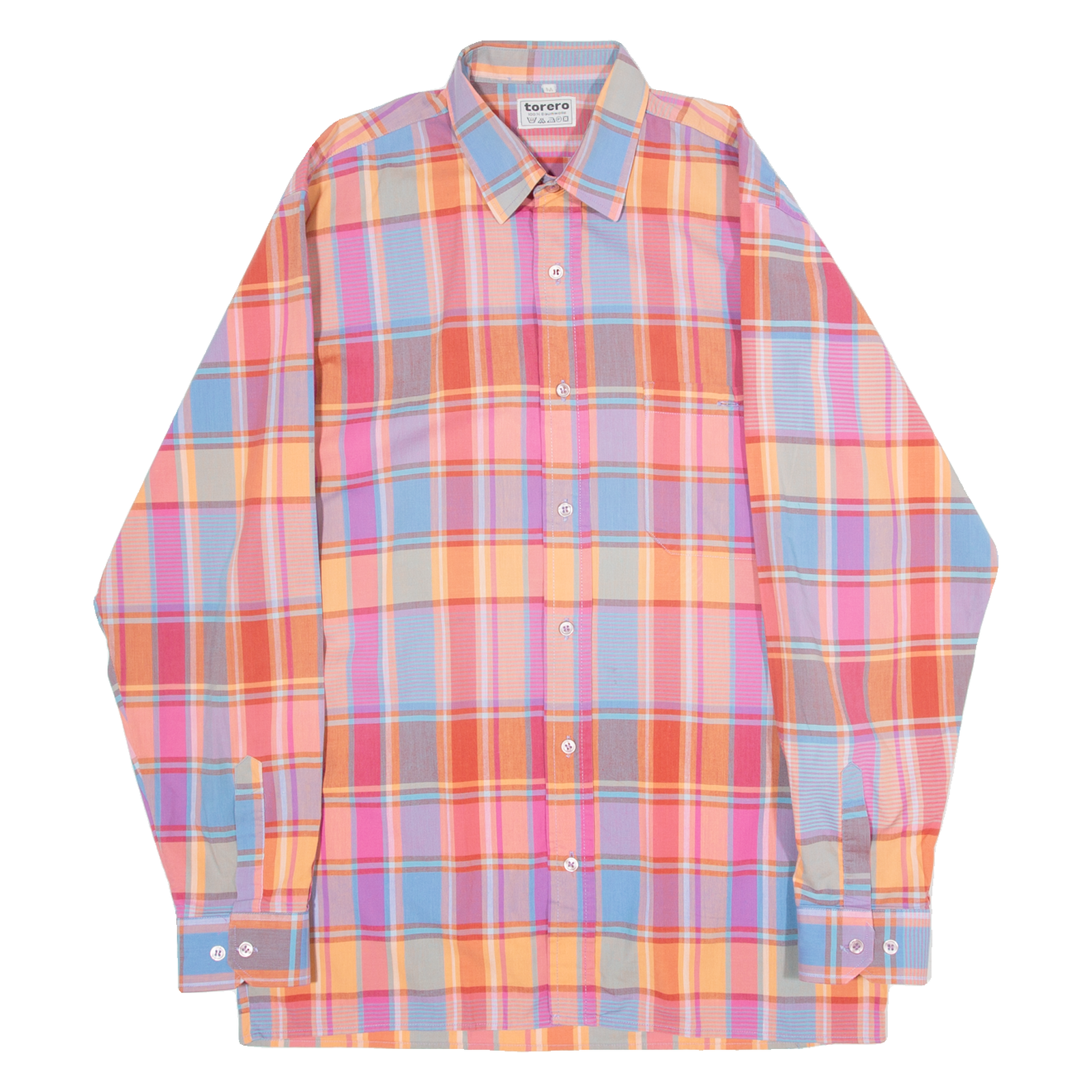 TORERO Mens Shirt Pink Check Long Sleeve M Refurbished - N/A refurbished available on Cerqular