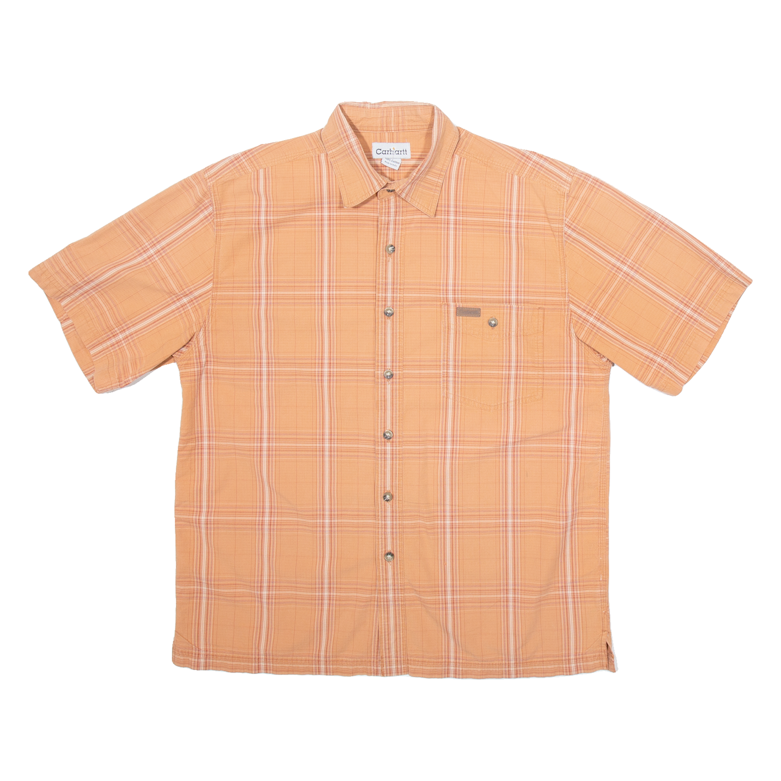 CARHARTT Mens Shirt Orange Check M Refurbished - N/A refurbished available on Cerqular