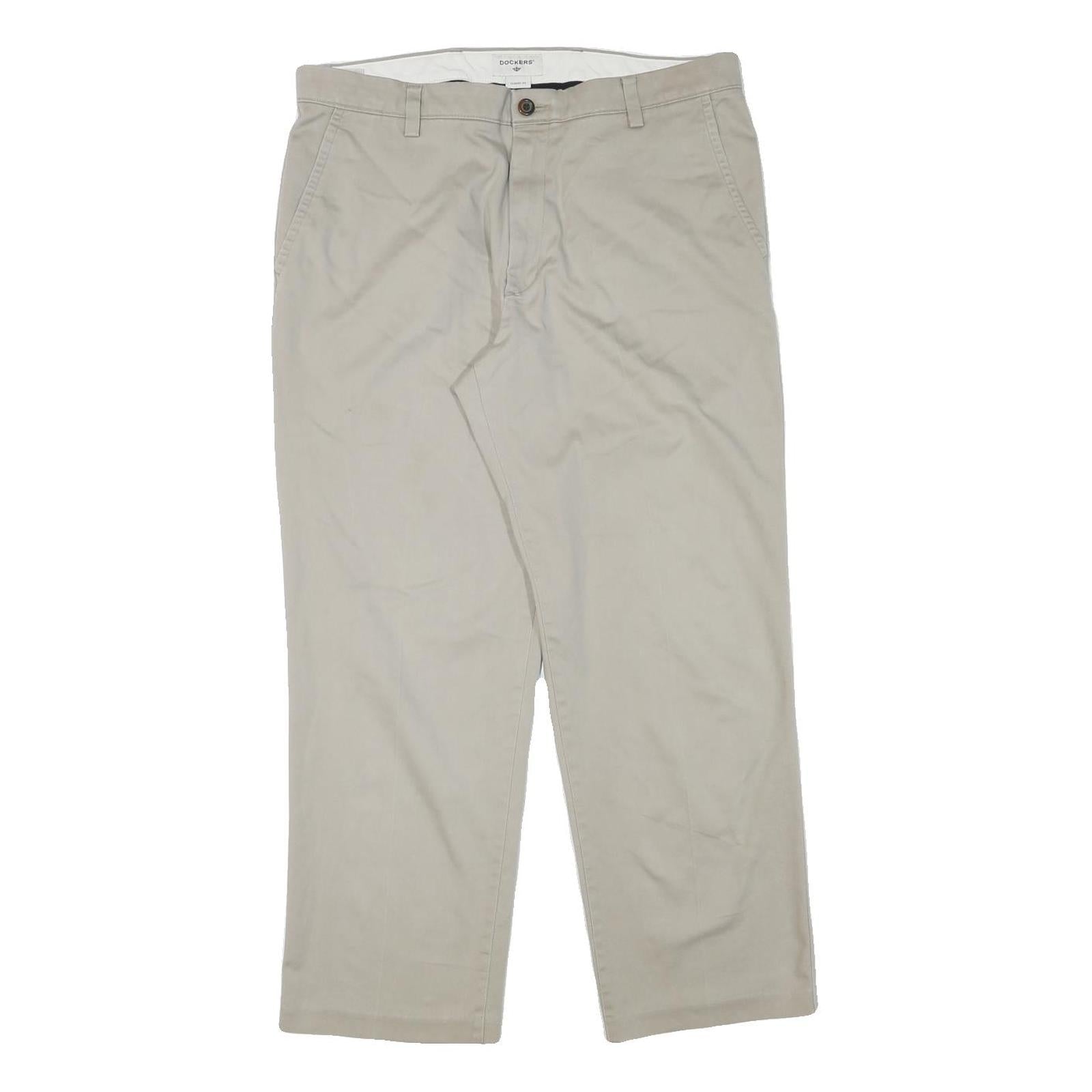 DOCKERS Mens Cotton Blend Beige Regular Fit Straight Leg Trousers W36 L29 Casual Refurbished - N/A refurbished available on Cerqular