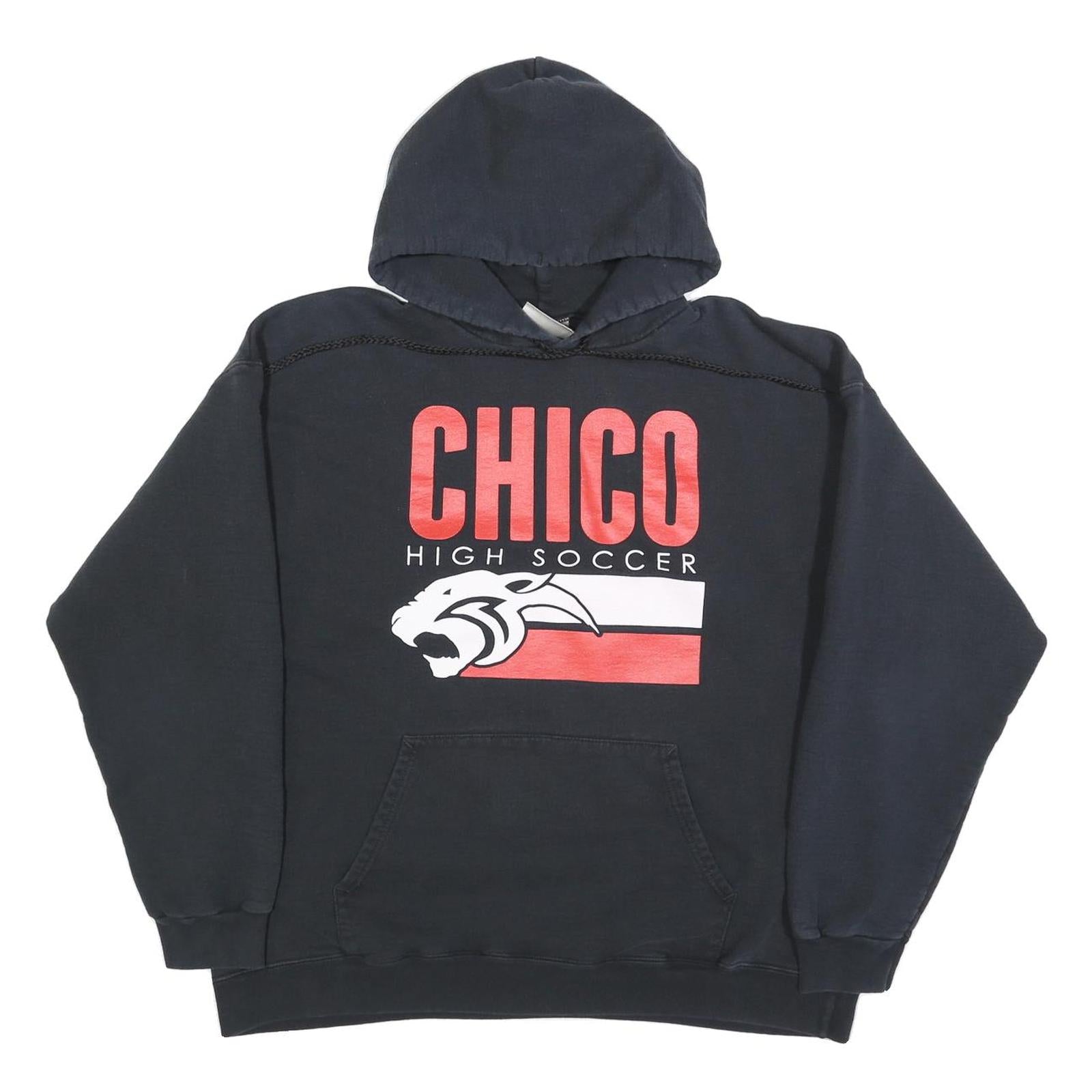HANES Mens Black Chico High Soccer Pullover Hoodie L Comfortable Cotton Blend Refurbished - N/A refurbished available on Cerqular