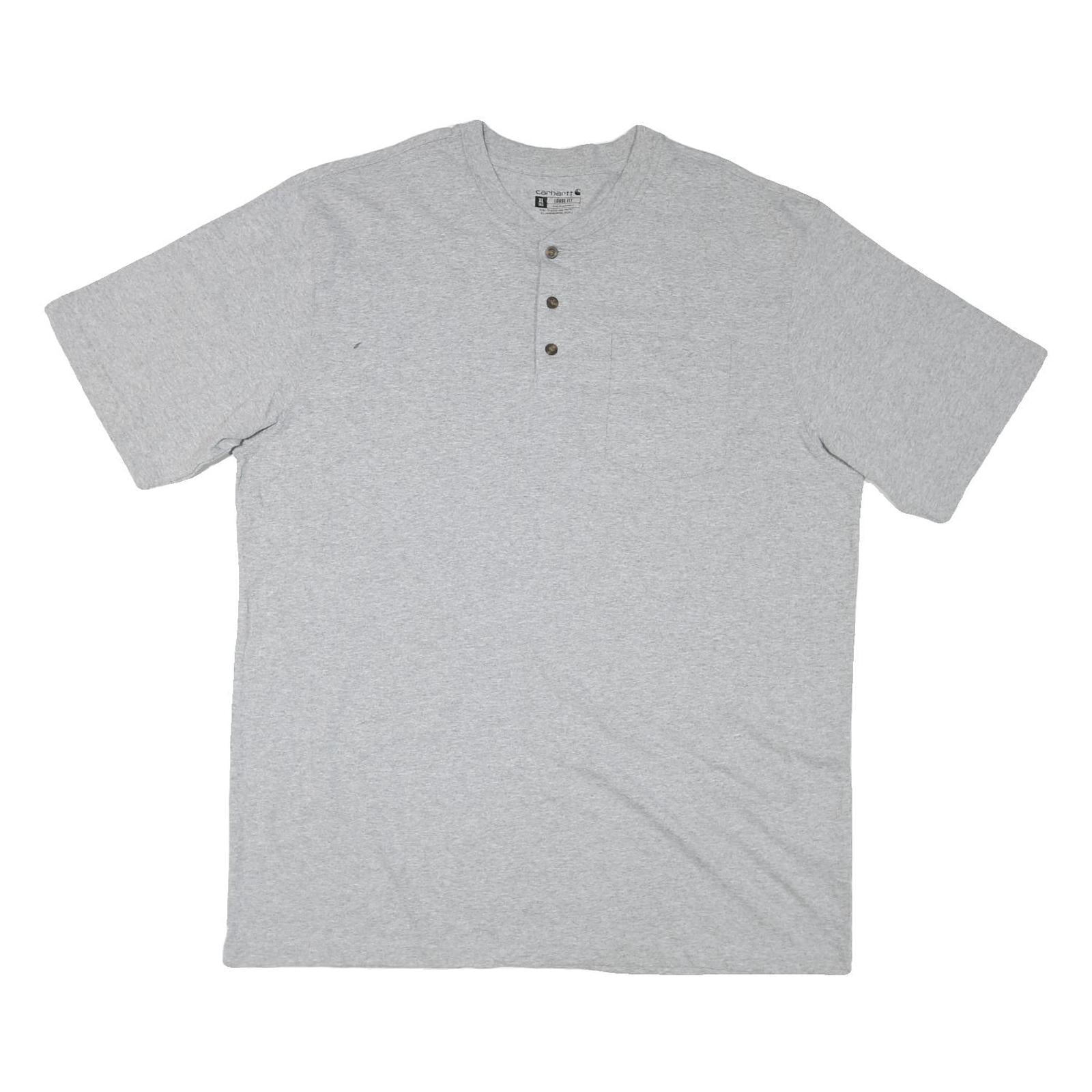 CARHARTT Mens Grey Henley T-Shirt XL Short Sleeve Cotton Blend Relaxed Fit Refurbished - N/A refurbished available on Cerqular