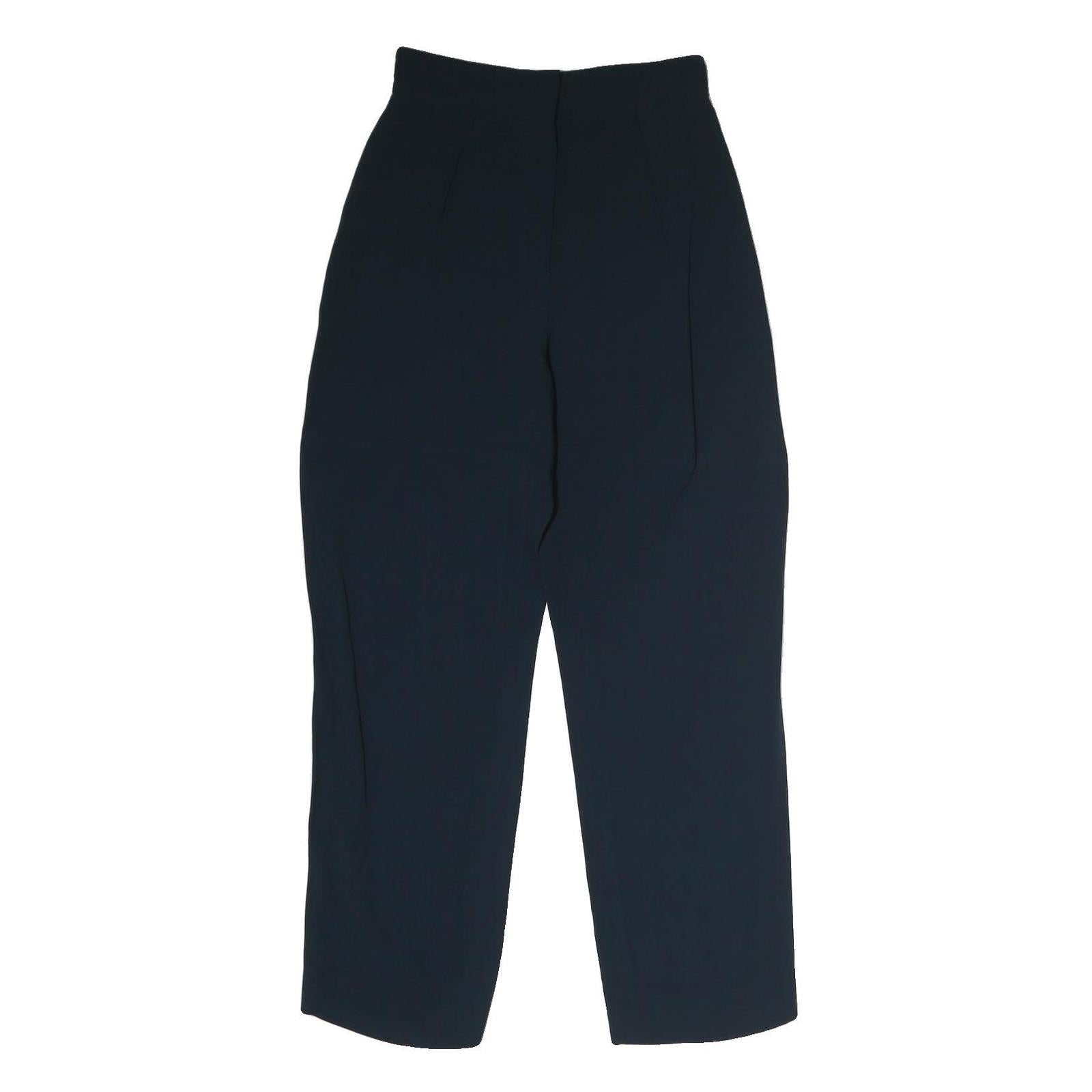 LANVIN Womens Cotton Navy Regular Straight Trousers W25 L25 Elegant Zip Closure Refurbished - N/A refurbished available on Cerqular
