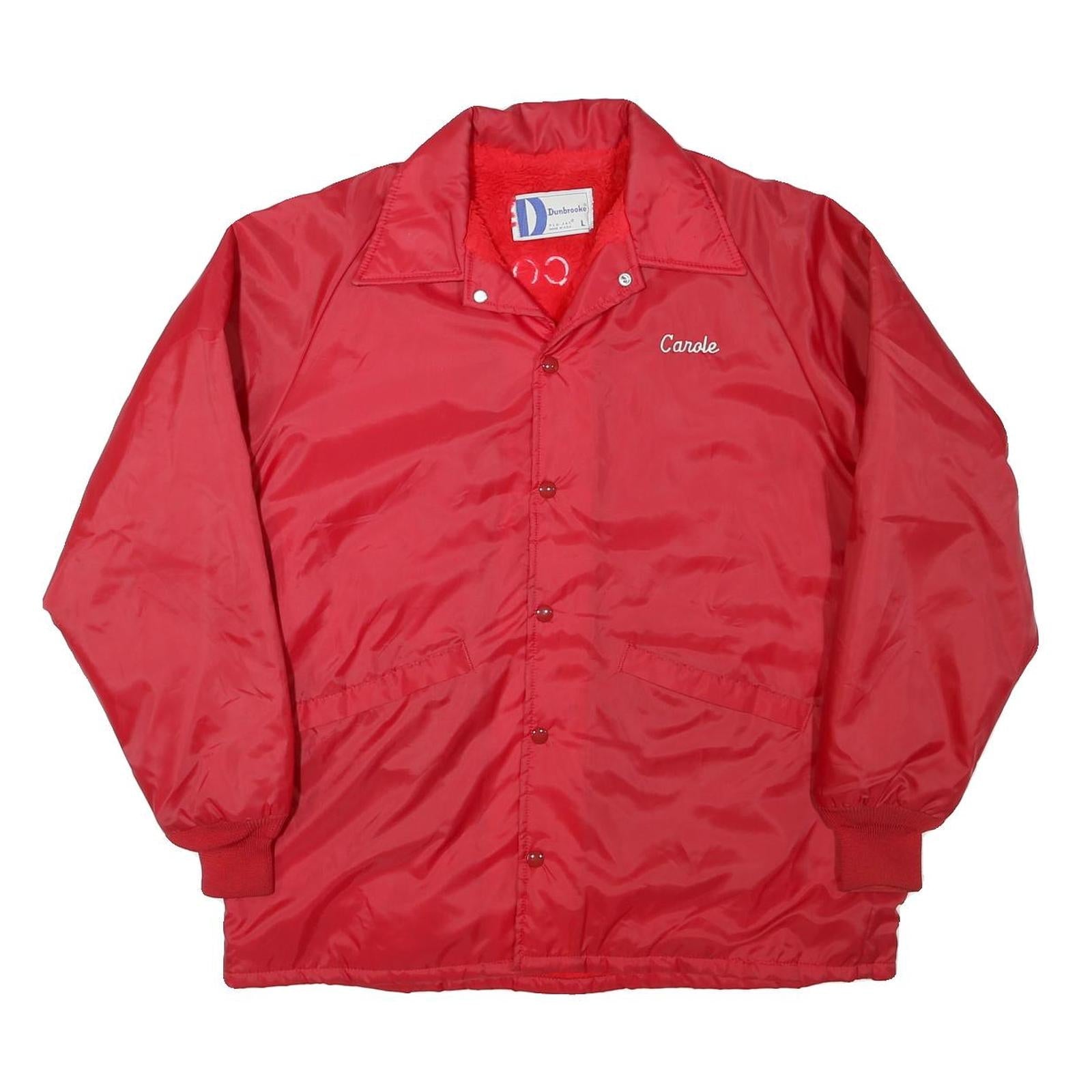 DUNBROOKE Mens Red Jacket L Nylon Plain Button Closure Classic Warm Refurbished - N/A refurbished available on Cerqular