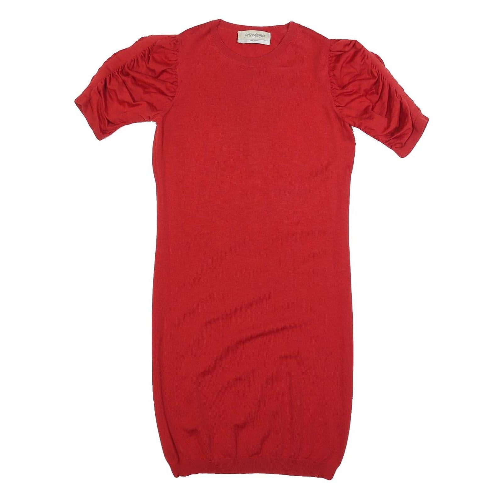 Buy YVES SAINT LAURENT Womens Red Wool Day Dress Short Sleeve S Puff Shoulder Refurbished - $259.99 YVES SAINT LAURENT Womens Red Wool Day Dress Short Sleeve S Puff Shoulder Refurbished - N/A refurbished available on Cerqular