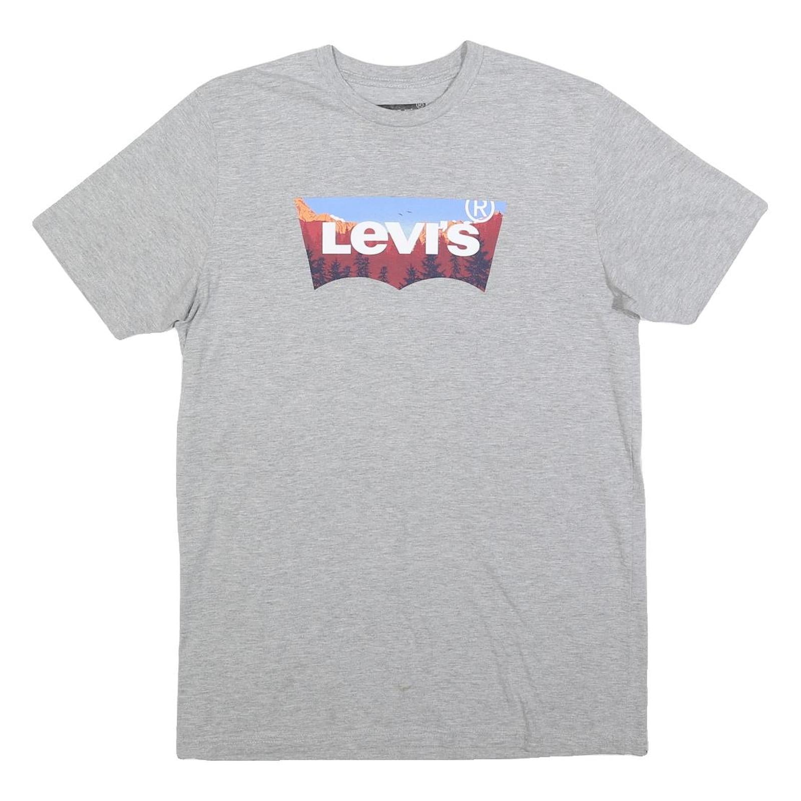 LEVI'S Mens Grey Graphic T-Shirt M Short Sleeve Crew Neck Cotton Blend Casual Refurbished - N/A refurbished available on Cerqular