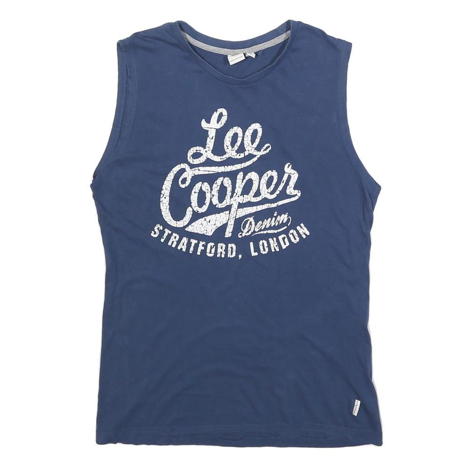 LEE COOPER Mens Blue Sleeveless Crew Neck Graphic T-Shirt S Cotton Blend Refurbished - N/A refurbished available on Cerqular