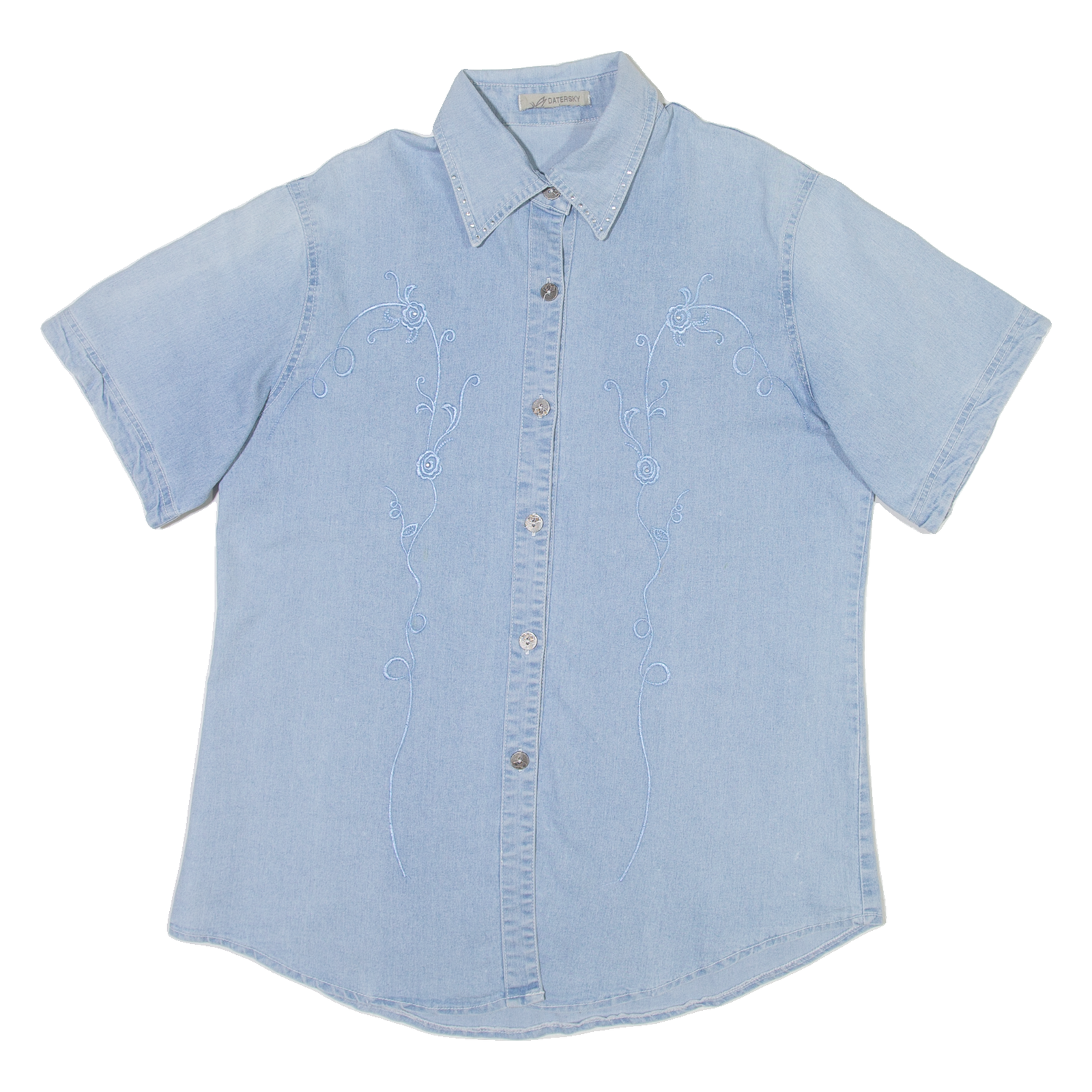 Buy DATERSKY Womens Denim Shirt Blue Floral M Refurbished - $23.39 DATERSKY Womens Denim Shirt Blue Floral M Refurbished - N/A refurbished available on Cerqular