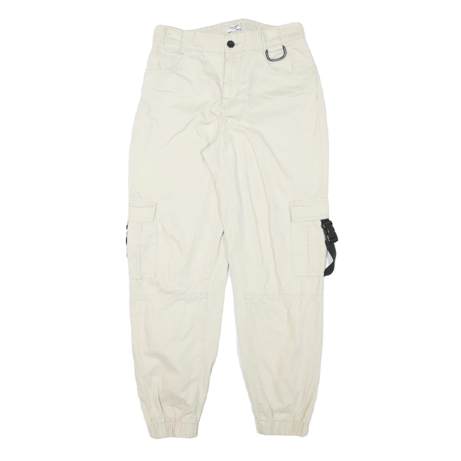 CHEROKEE Mens Cotton Blend Cream Relaxed Cargo Trousers W28 L28 Casual Zip Refurbished - N/A refurbished available on Cerqular