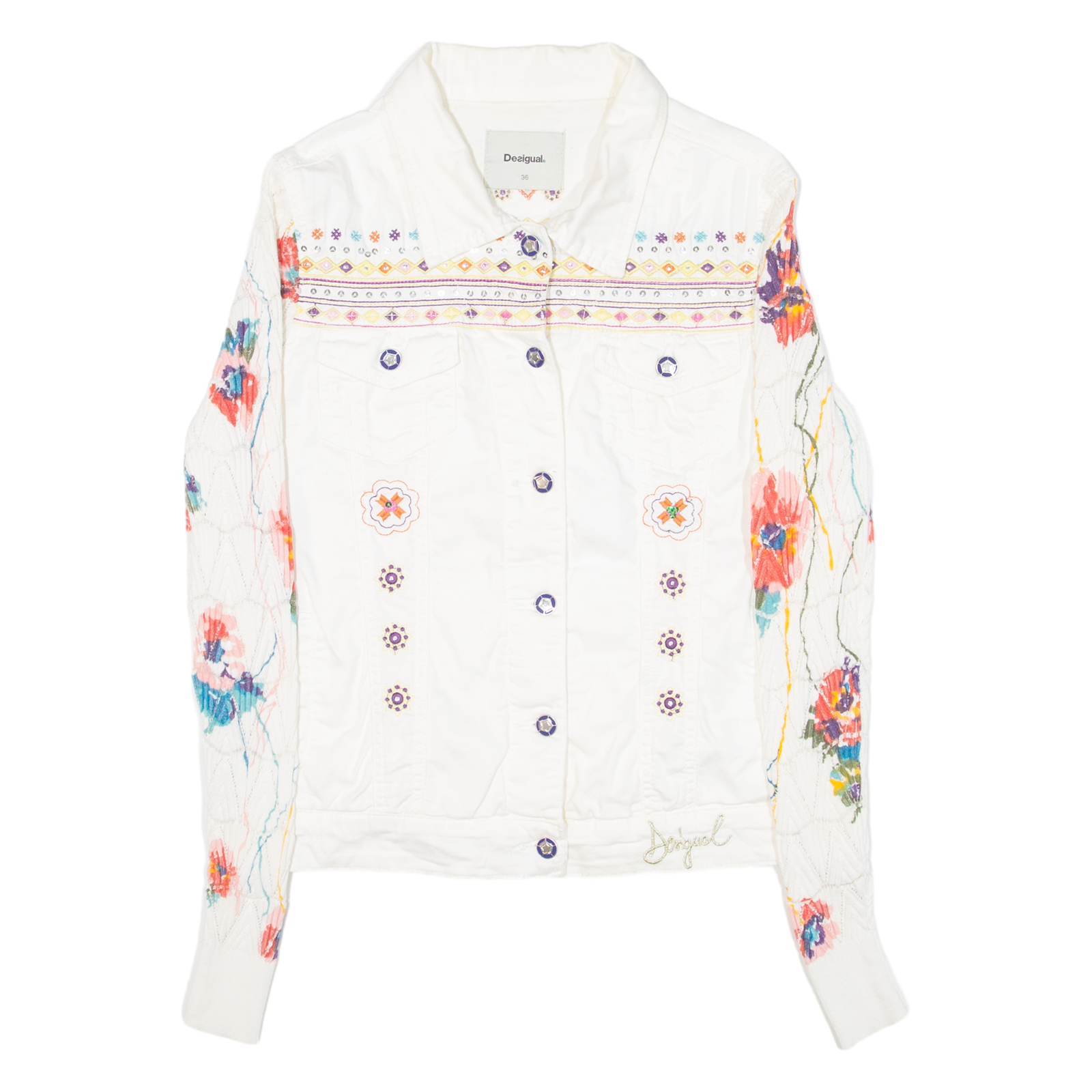 DESIGUAL Womens Jacket White S Refurbished - N/A refurbished available on Cerqular