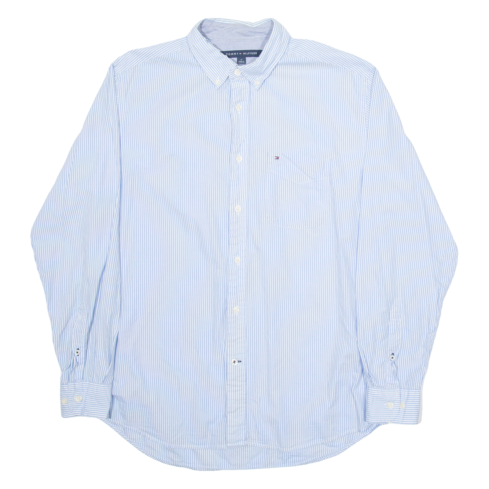 TOMMY HILFIGER Mens Shirt Blue Striped Long Sleeve M Refurbished - N/A refurbished available on Cerqular
