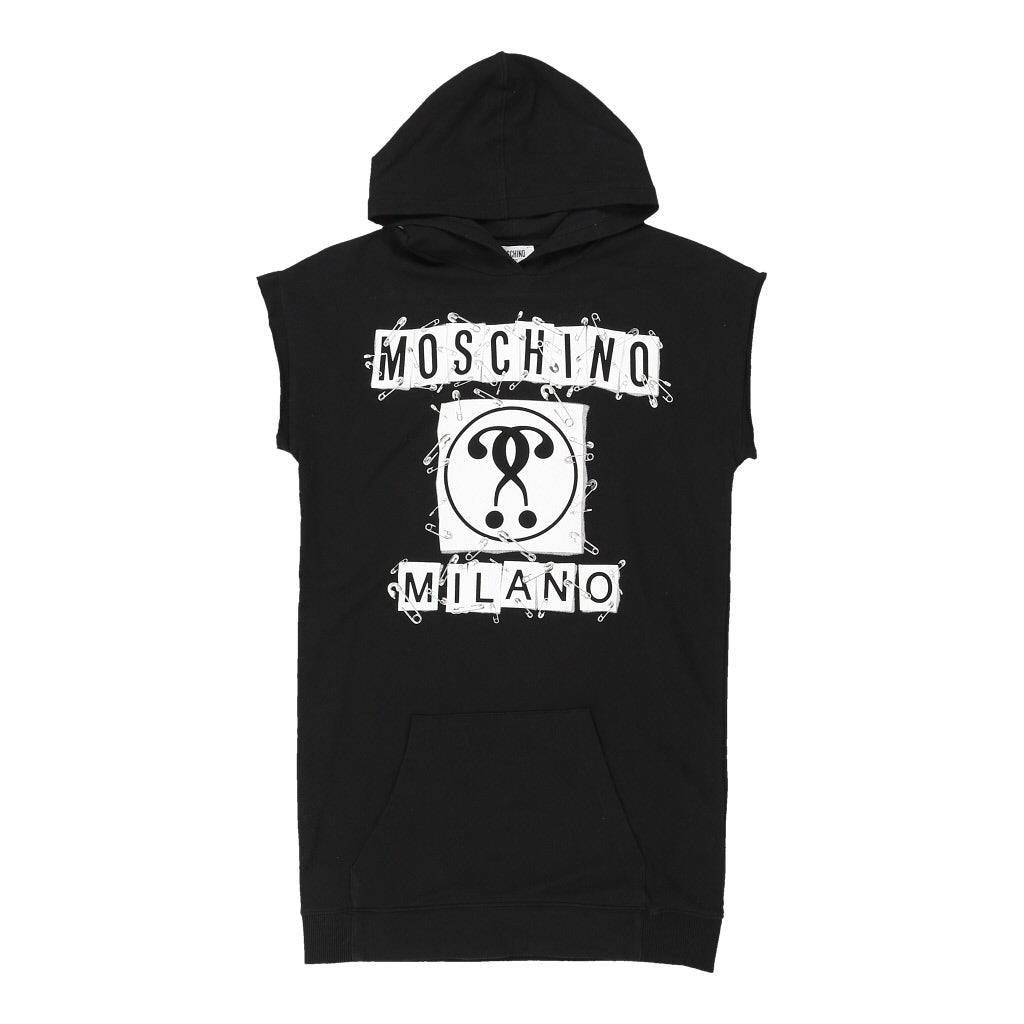 12 Years Moschino Spellout Sweatshirt Dress - Medium Black Cotton | Size: medium Refurbished - N/A (Preloved Designer is not a specific brand, it refurbished available on Cerqular