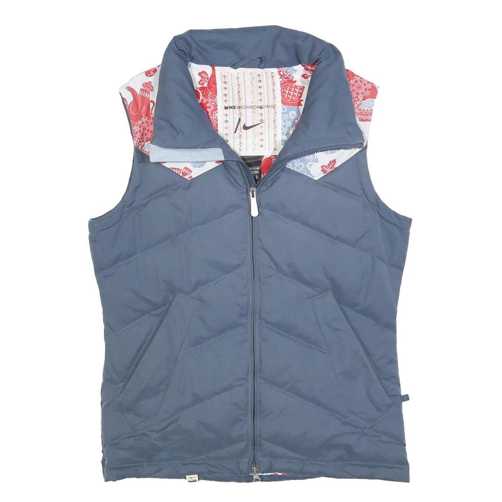 NIKE Womens Blue & Red Sleeveless Zip Polyester Blend Outdoor Jacket S Refurbished - N/A refurbished available on Cerqular