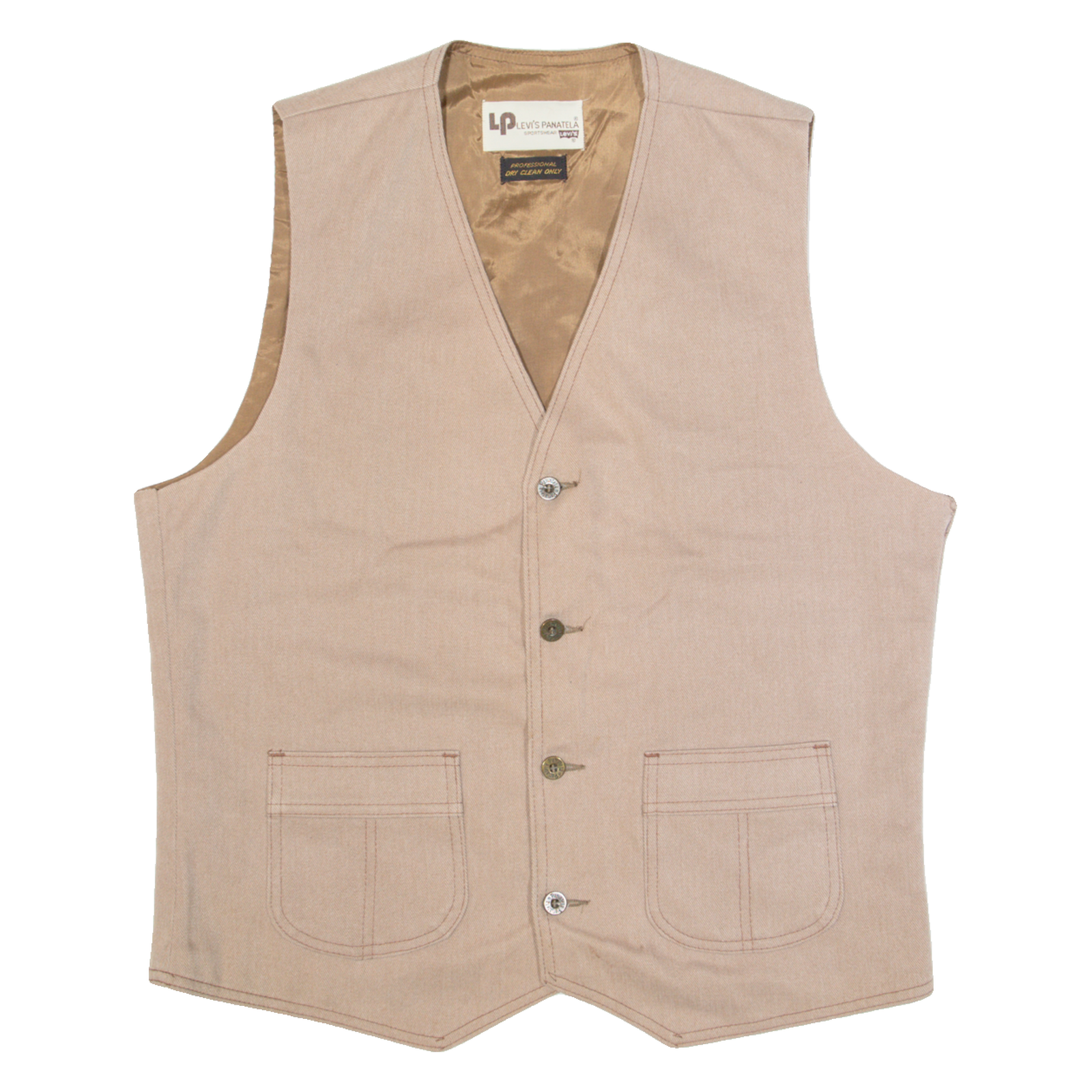 LEVI'S PANATELA Mens Waistcoat Beige 90s M Refurbished - N/A refurbished available on Cerqular