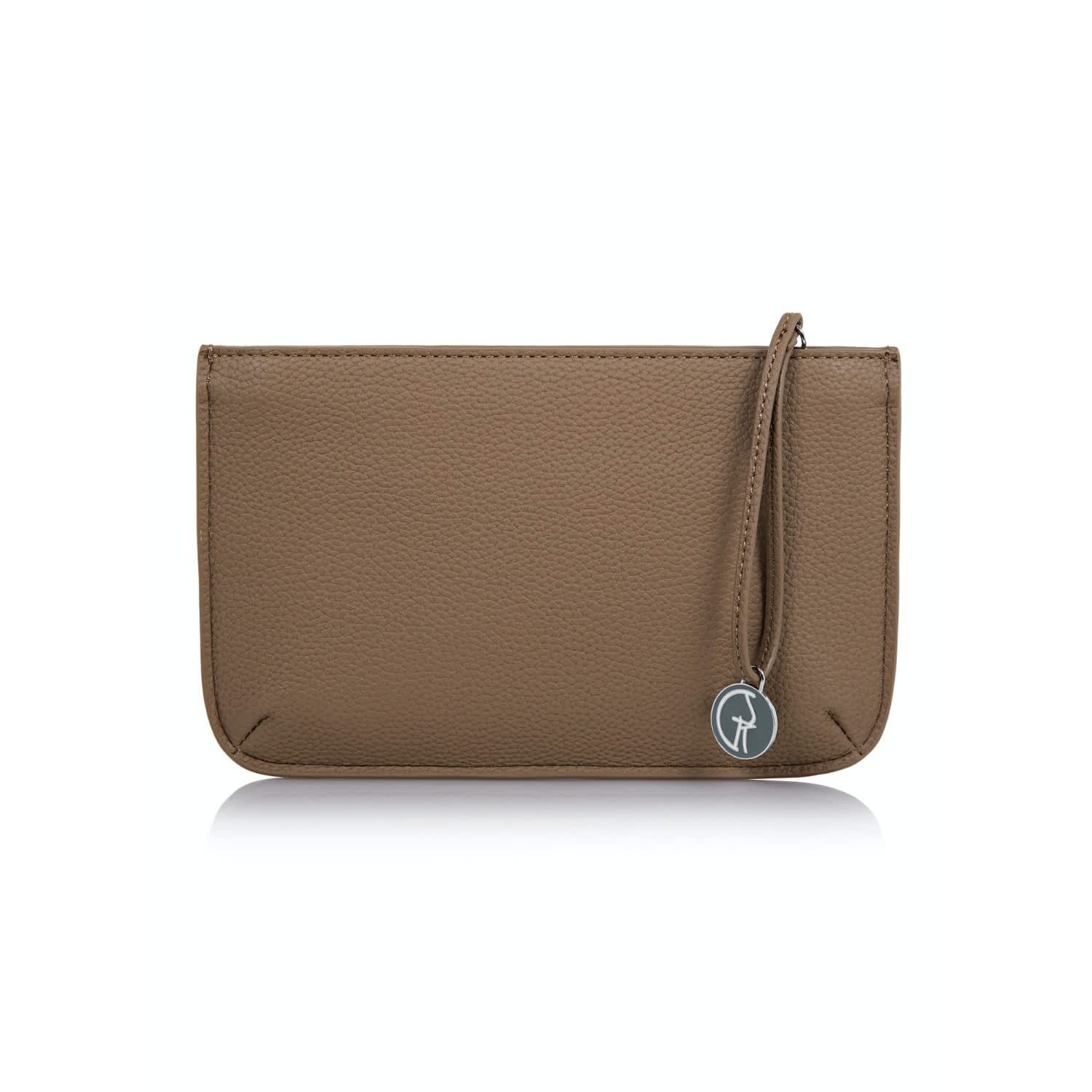 Vegan Leather Multi-Function Clutch In Beige Refurbished - The Morphbag by GSK refurbished available on Cerqular