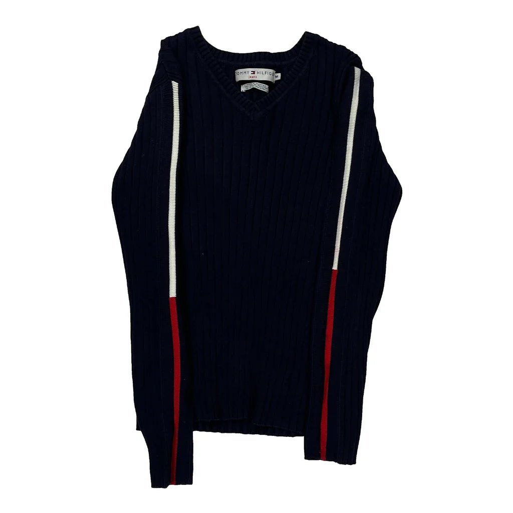 Tommy Hilfiger Jumper - Medium Navy Cotton Refurbished - Thrifted (note: this is a term often used to describe second- refurbished available on Cerqular