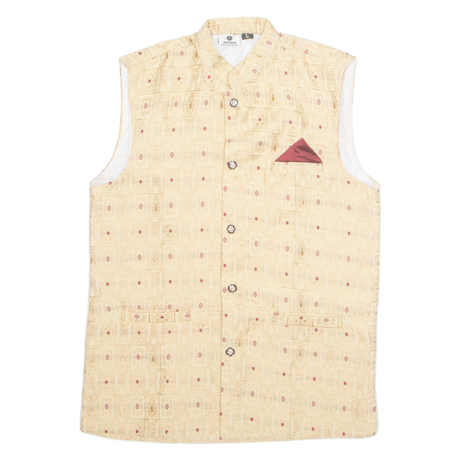 AMZIRA Womens Printed Shirt Gold High Neck Sleeveless Spotted L Refurbished - N/A refurbished available on Cerqular