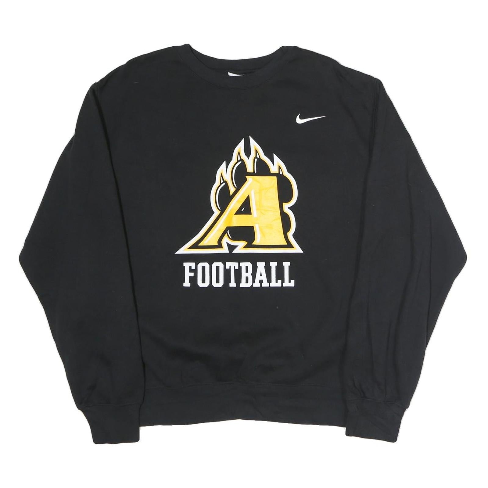 NIKE Mens Black A Football Crew Neck L Sweatshirt Cotton Long Sleeve Pullover Refurbished - N/A refurbished available on Cerqular