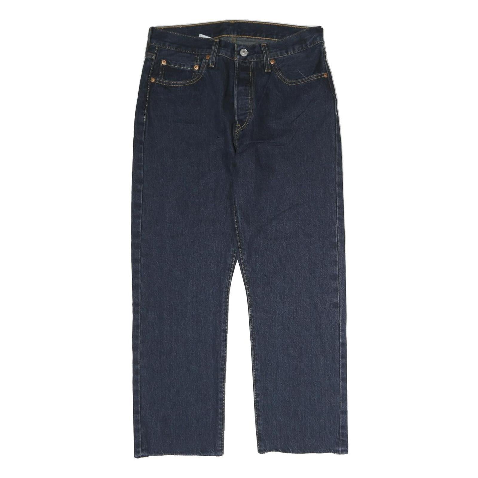 LEVI'S 501 Mens Jeans Blue Regular Straight Denim Dark W30 L26 Classic Button Refurbished - N/A refurbished available on Cerqular
