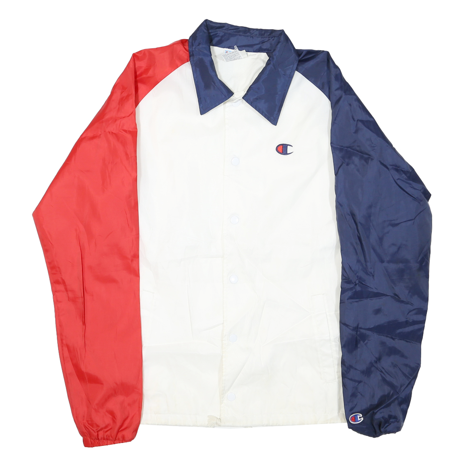 CHAMPION Mens White & Navy Colourblock Coach Jacket M Polyester Blend Microfibre Refurbished - N/A refurbished available on Cerqular