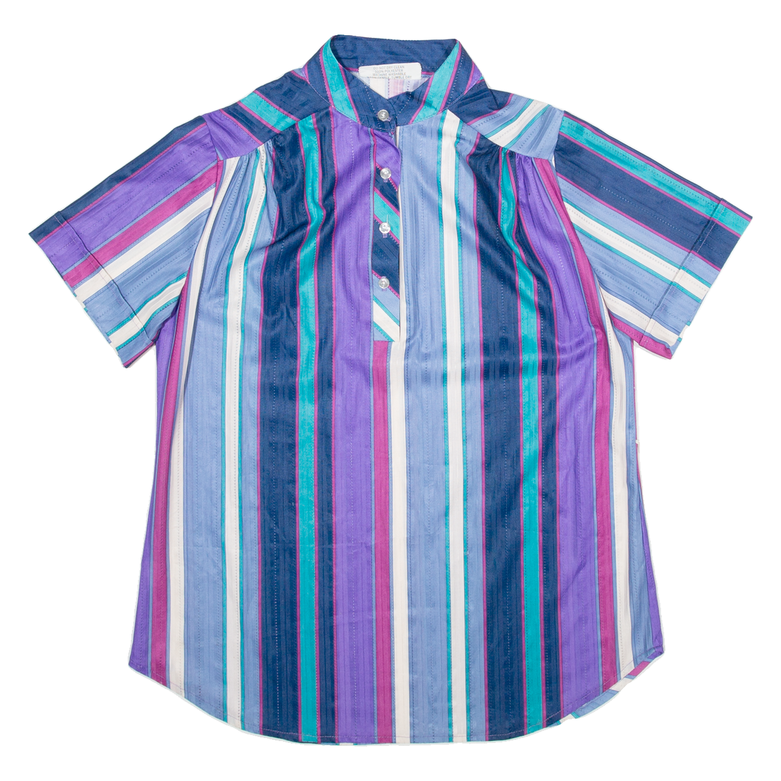 MAGGIE SWEET Womens Blouse Blue Button Neck Striped M Refurbished - N/A refurbished available on Cerqular